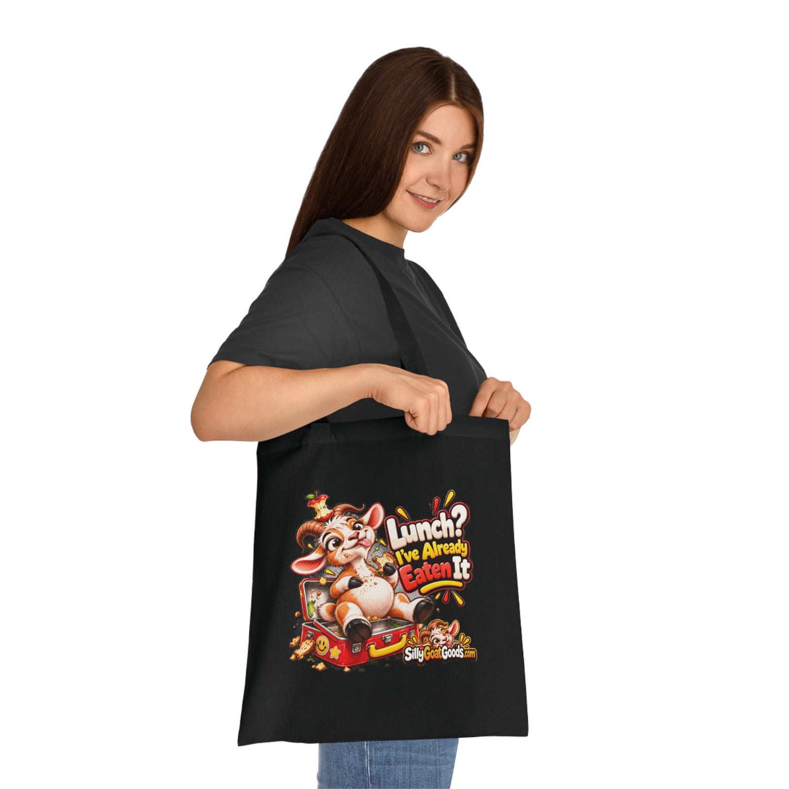 Lunch, I've Already Eaten It Tote Bag, Funny Goat Cotton Shopping Bag, Snack Lover Gift, Gift for Her - Image 8