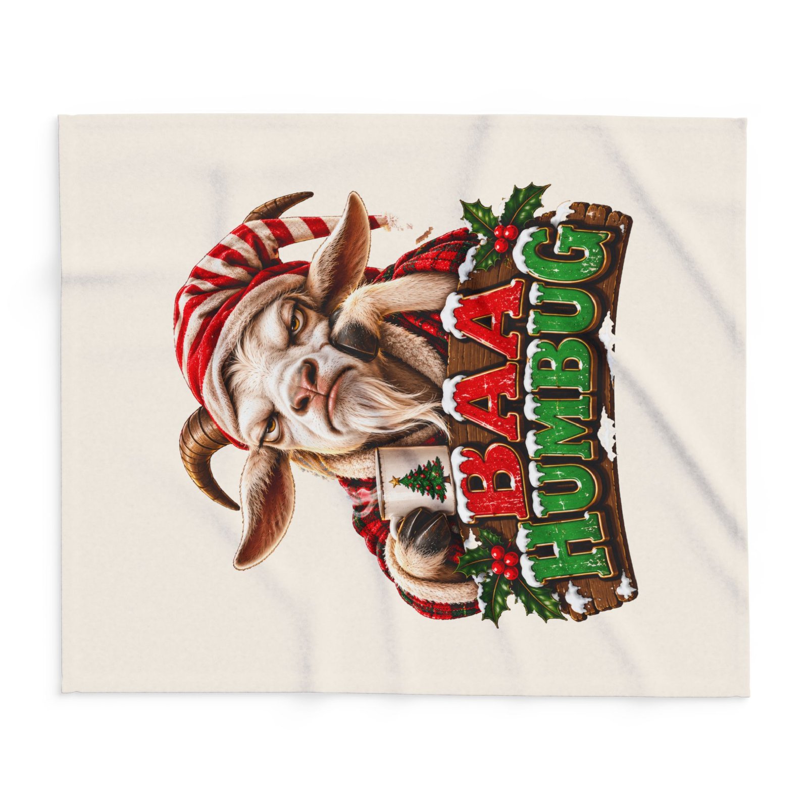 Baa Humbug Christmas Blanket, Funny Goat Fleece Throw, Festive Sofa Blanket, Christmas Gift, Goat Lover Gift - Image 8
