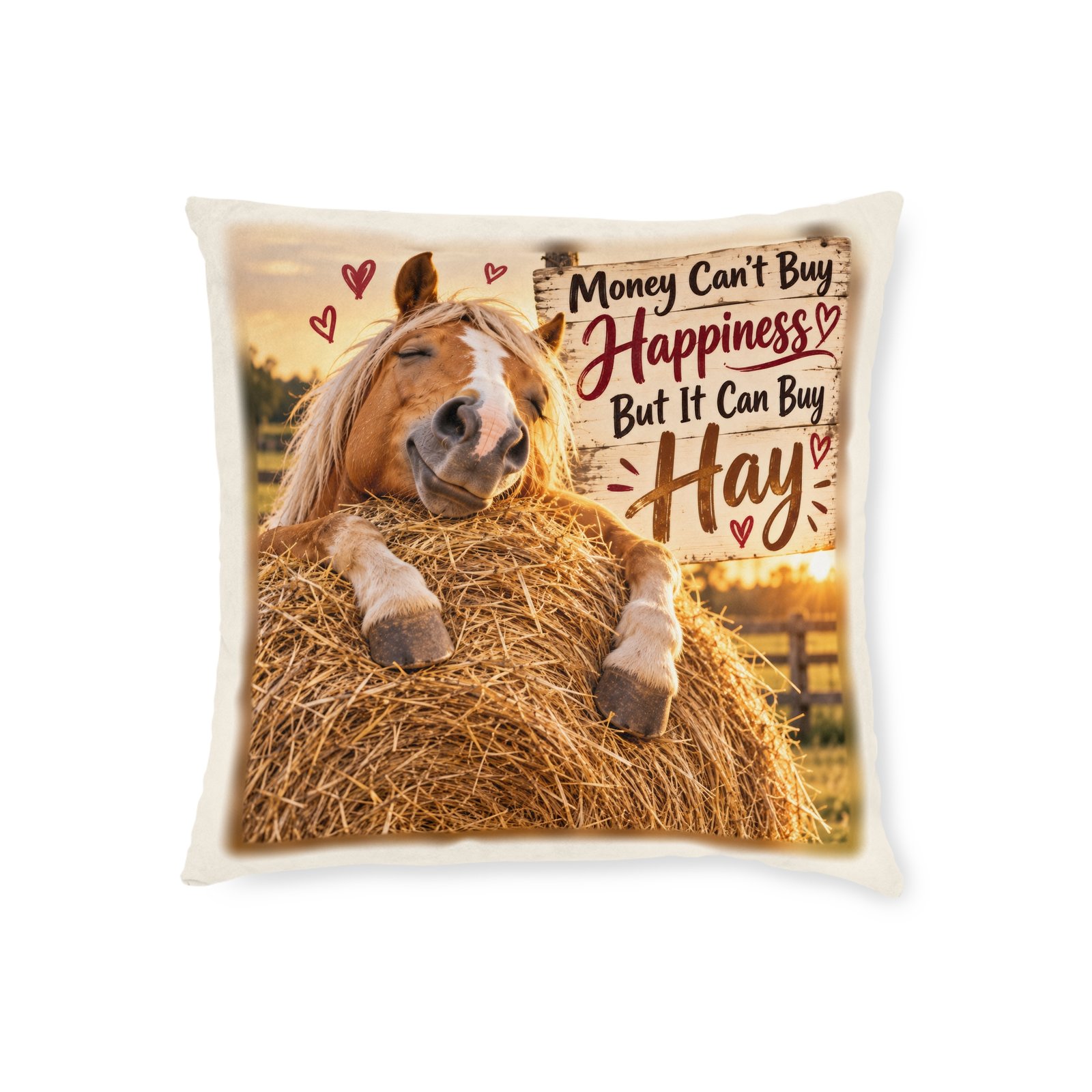 Money Can't Buy Happiness But It Can Buy Hay Cushion, Horse Lover Gift, Equestrian Throw Pillow, Pony Mum Gift, Horse Decor - Image 4