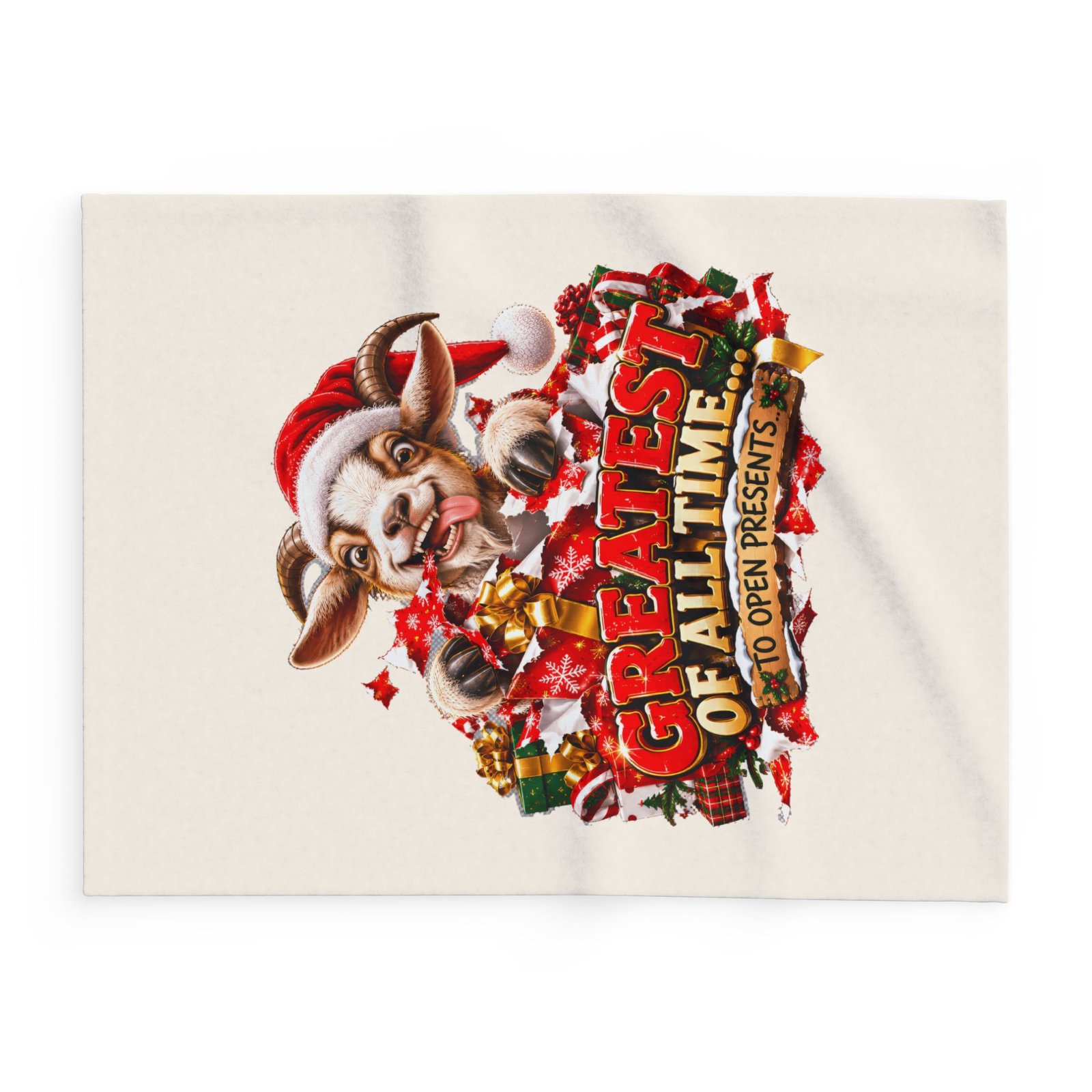 GOAT Greatest Of All Time To Open Presents Christmas Blanket, Funny Goat Fleece Throw, Festive Sofa Blanket, Christmas Gift, Goat Lover Gift - Image 2