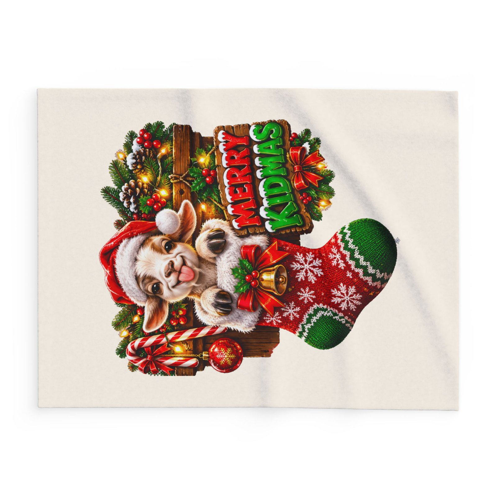 Merry Kidmas Christmas Blanket, Funny Goat Fleece Throw, Festive Sofa Blanket, Christmas Gift, Goat Lover Gift - Image 2