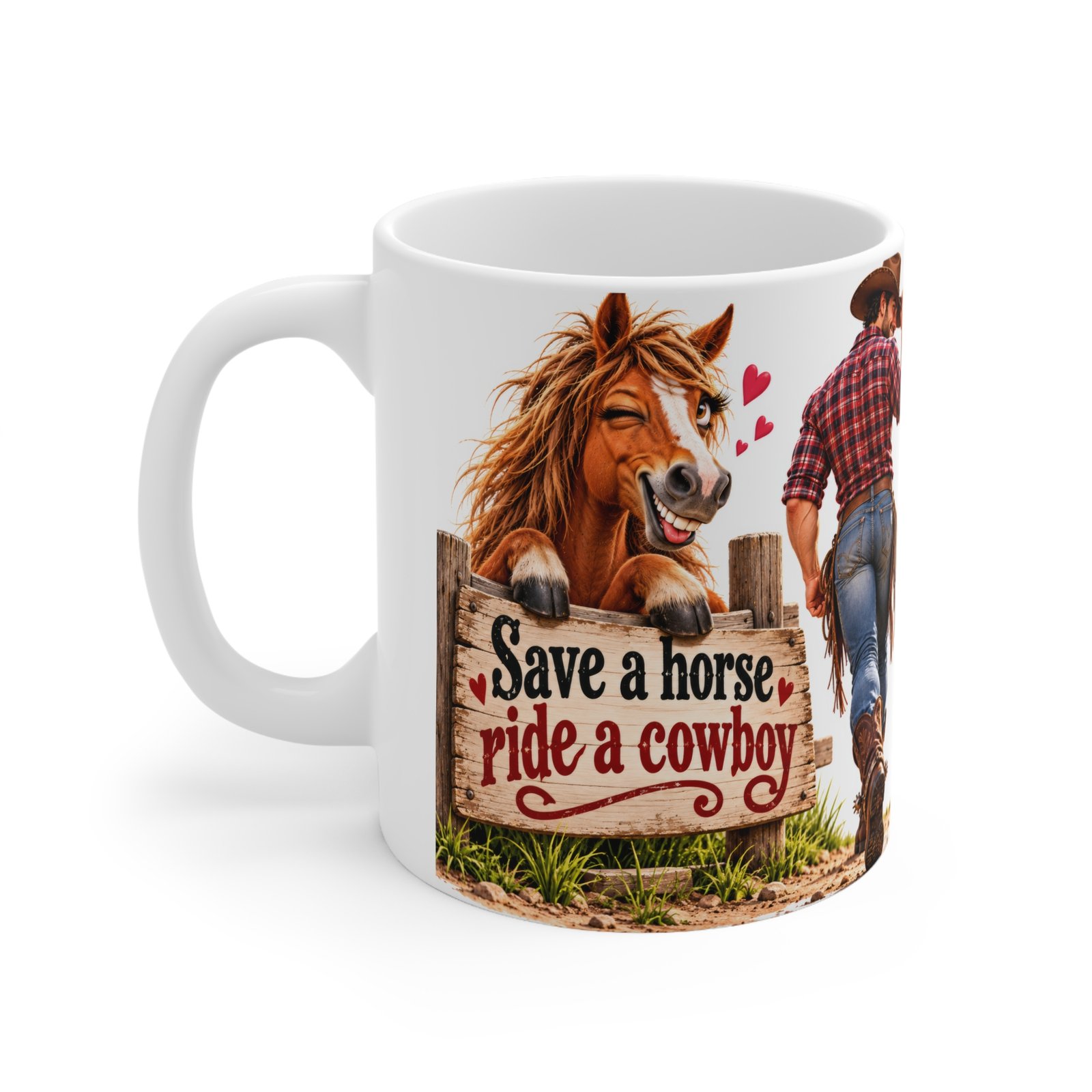 Save a Horse Ride a Cowboy Mug, Funny Rude Horse Coffee Mug, Cheeky Cowgirl Gift, Equestrian Gift for Her, Horse Lover Mug 11oz