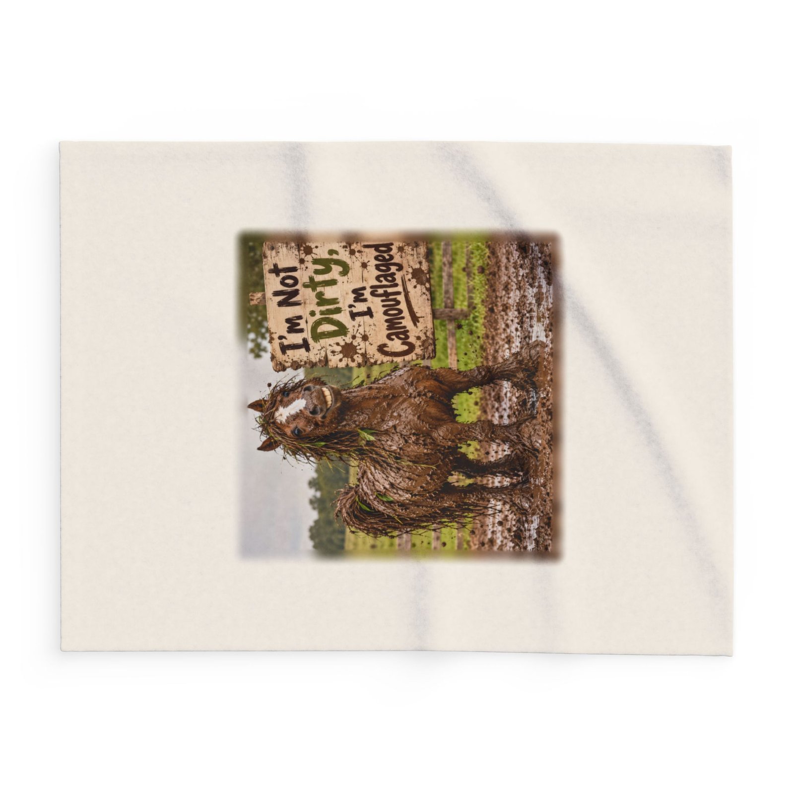 I'm Not Dirty I'm Camouflaged Blanket, Horse Lover Gift, Fleece Throw Blanket, Equestrian Gift, Pony Mum Gift, Cosy Horse Throw - Image 2