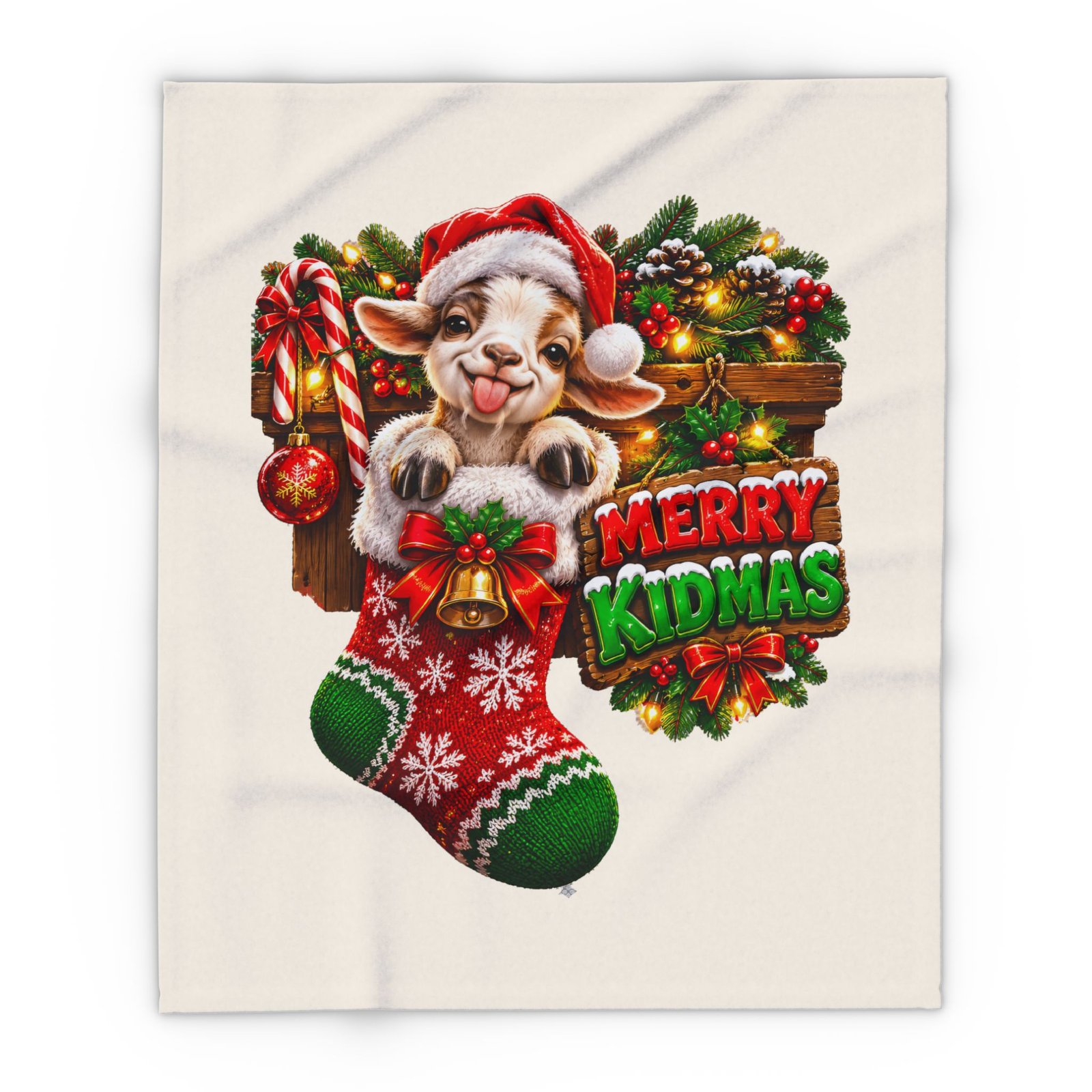 Merry Kidmas Christmas Blanket, Funny Goat Fleece Throw, Festive Sofa Blanket, Christmas Gift, Goat Lover Gift - Image 7