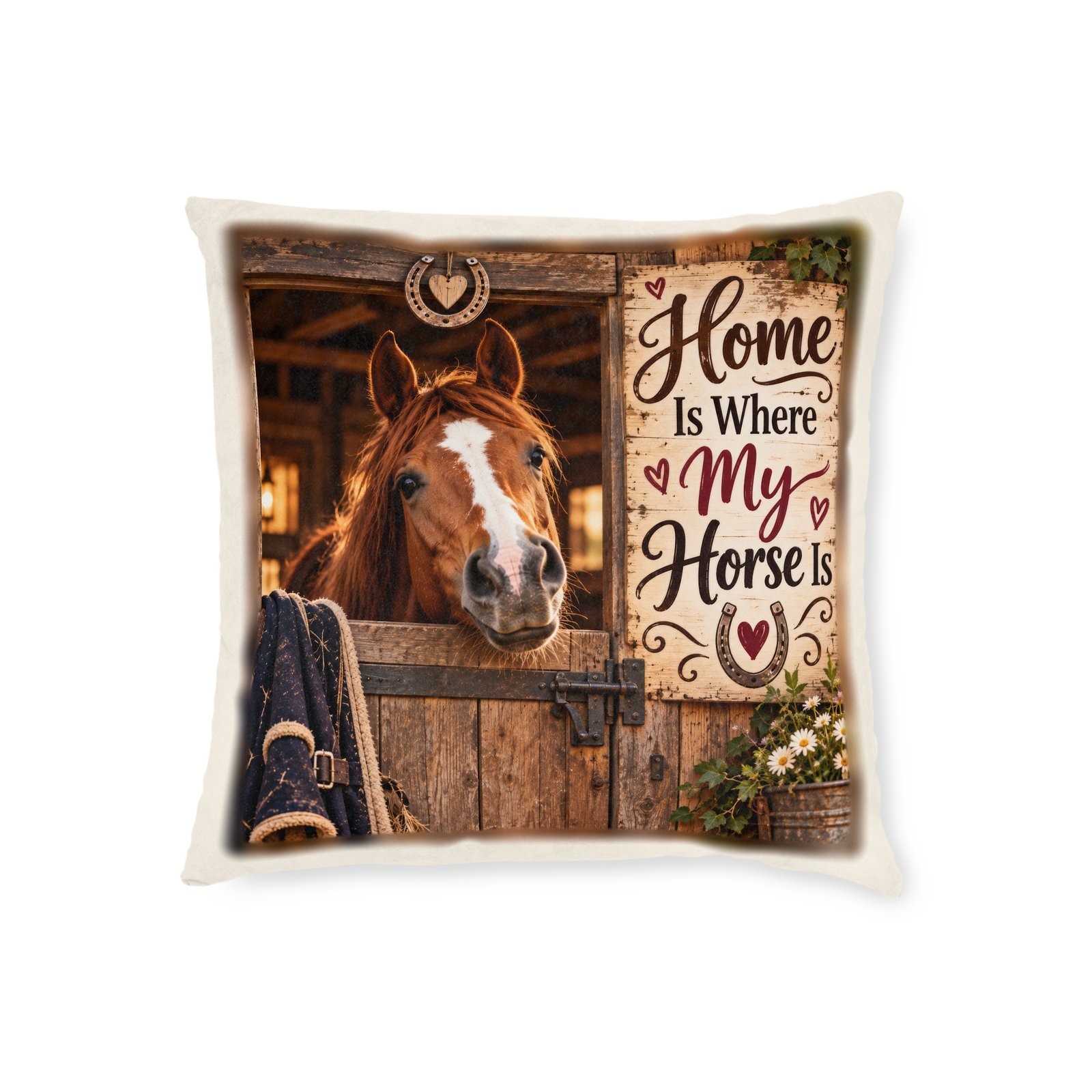 Home Is Where My Horse Is Cushion, Horse Lover Gift, Equestrian Throw Pillow, Pony Mum Gift, Horse Decor, Gift for Horse Rider - Image 4
