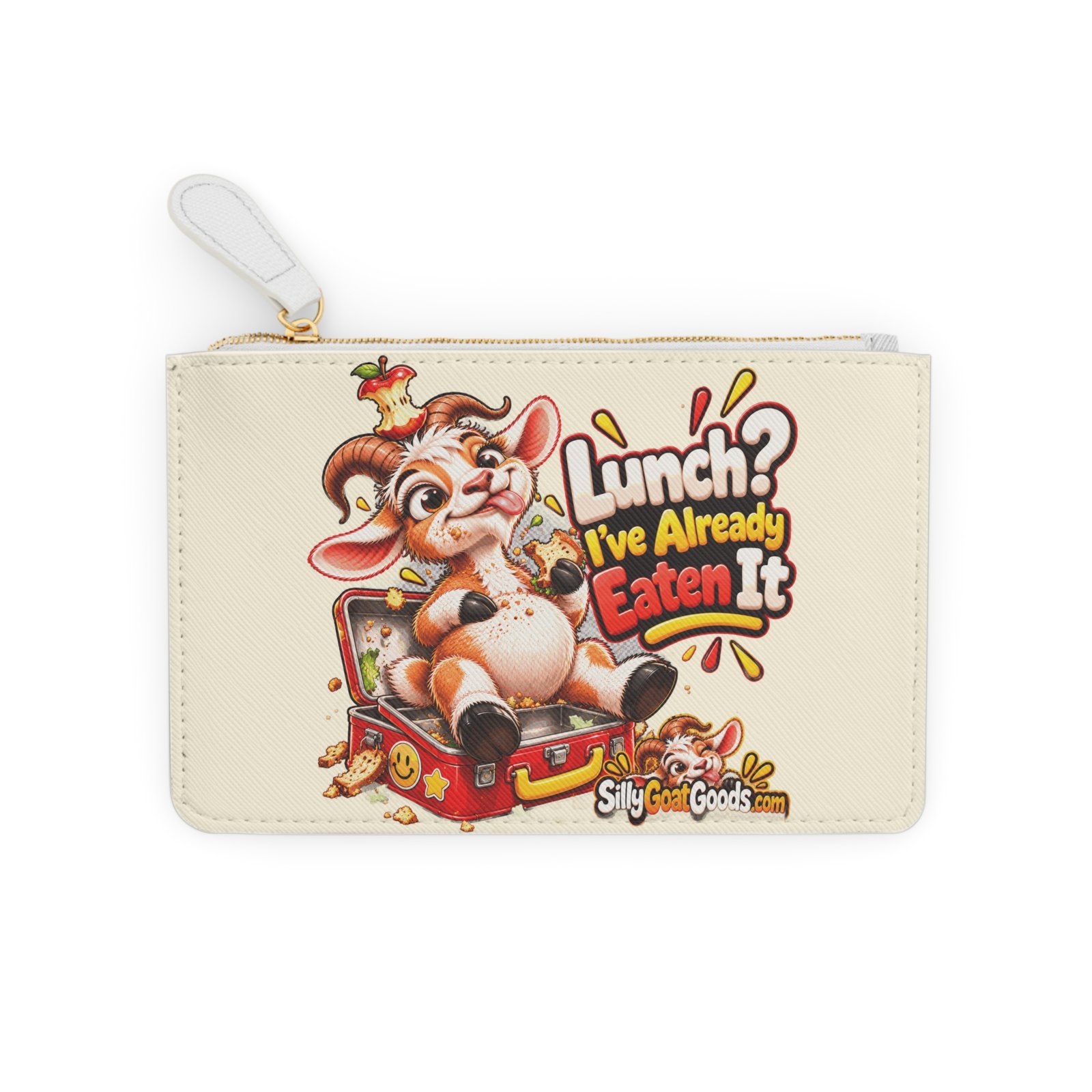 Lunch, I've Already Eaten It Mini Clutch Bag, Funny Goat Zip Purse Makeup Bag, Snack Lover Gift, Gift for Her - Image 2