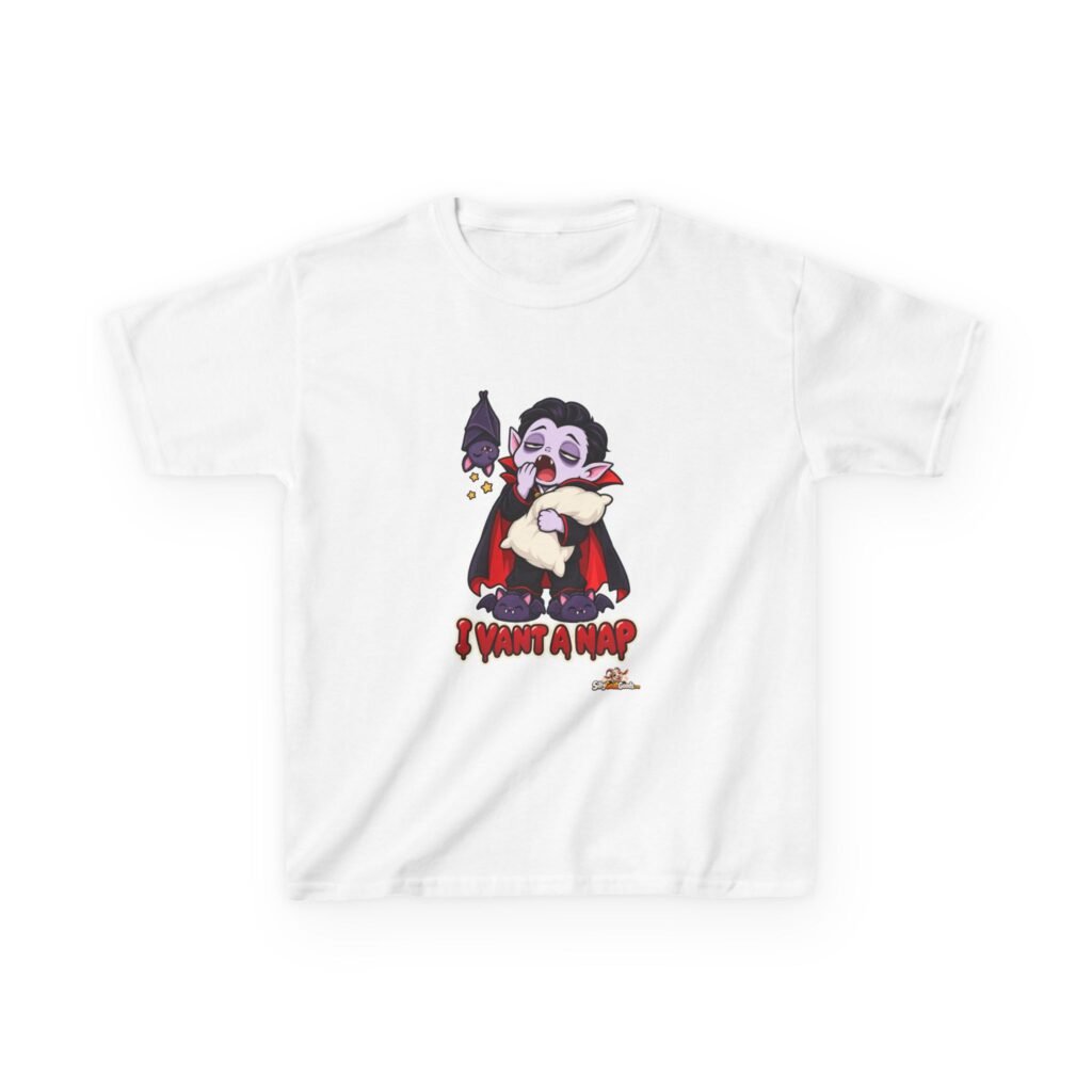 I Vant a Nap Kids Halloween T-Shirt, Cute Vampire Kids Tee, Funny Childrens Halloween Top, Easy Trick or Treat Outfit