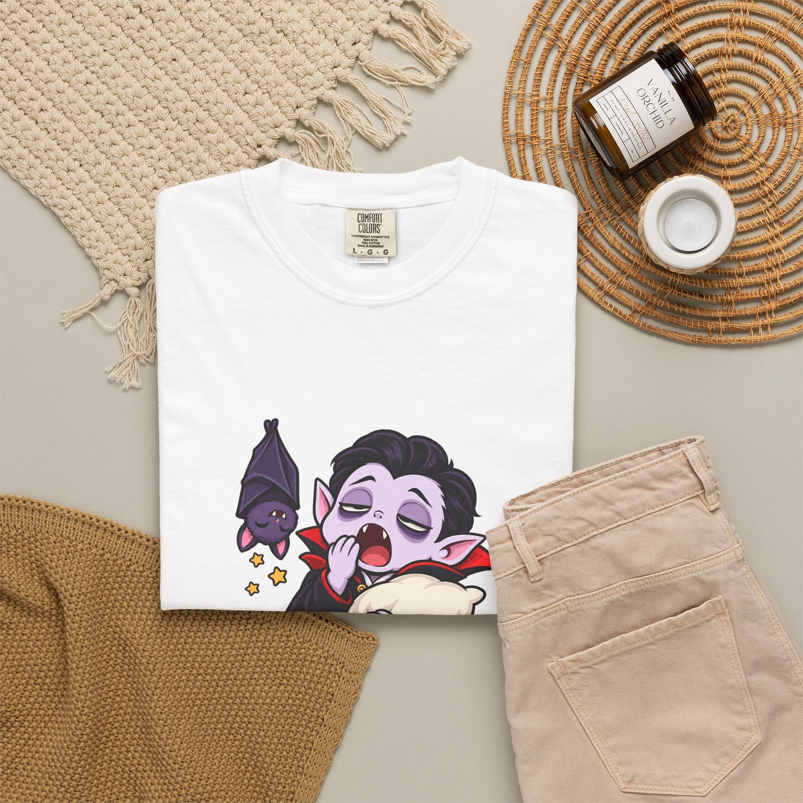 I Vant a Nap Funny Vampire Halloween T-Shirt, Tired Sleepy Halloween Tee, Cute Vampire Shirt, Comfort Colors Gift for Him or Her - Image 4
