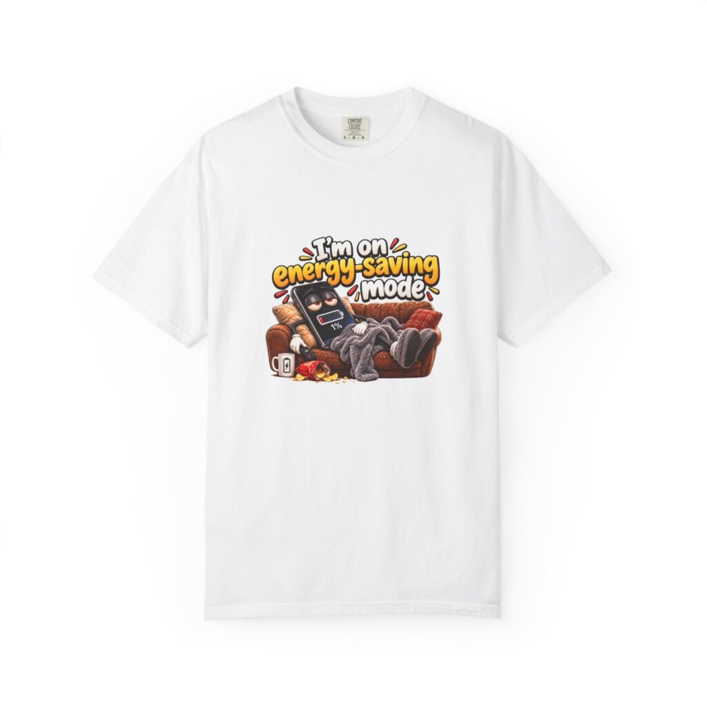 I'm On Energy Saving Mode T-Shirt, Funny Lazy Shirt, Low Battery Phone Tee, Couch Potato Gift, Tired Shirt, Introvert Homebody Gift