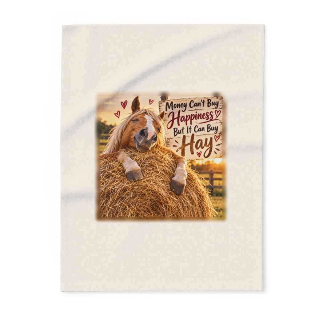 Money Can't Buy Happiness But It Can Buy Hay Blanket, Horse Lover Gift, Fleece Throw Blanket, Equestrian Gift, Pony Mum Gift
