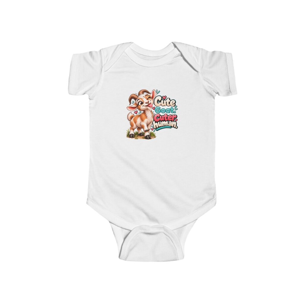 Cute Goat Cuter Human Baby Bodysuit, Funny Goat Baby Vest, Cute Baby Grow, Baby Shower Gift, New Baby Gift, Funny Babywear