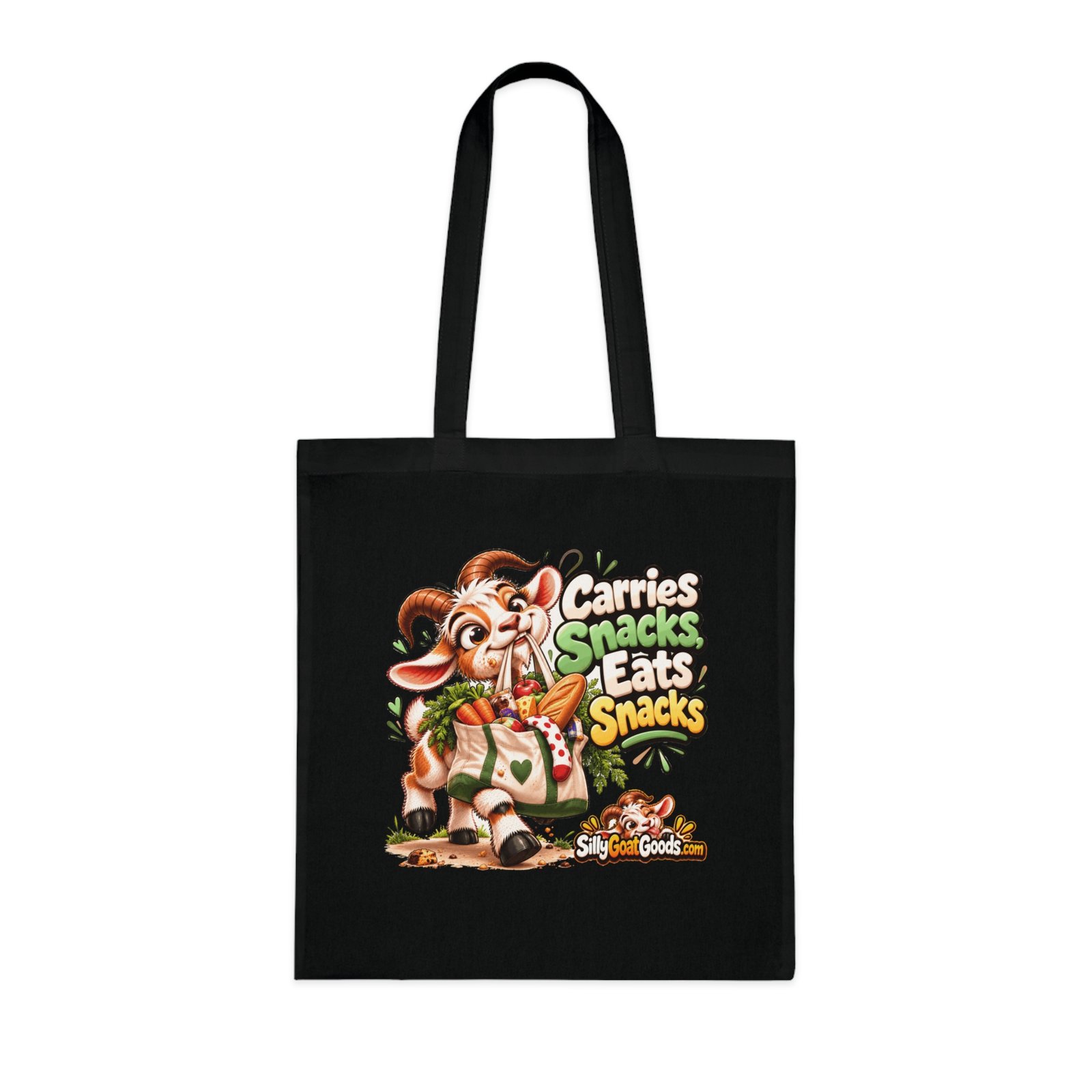 Carries Snacks, Eats Snacks Tote Bag, Funny Goat Cotton Shopping Bag, Snack Lover Gift, Gift for Her - Image 7