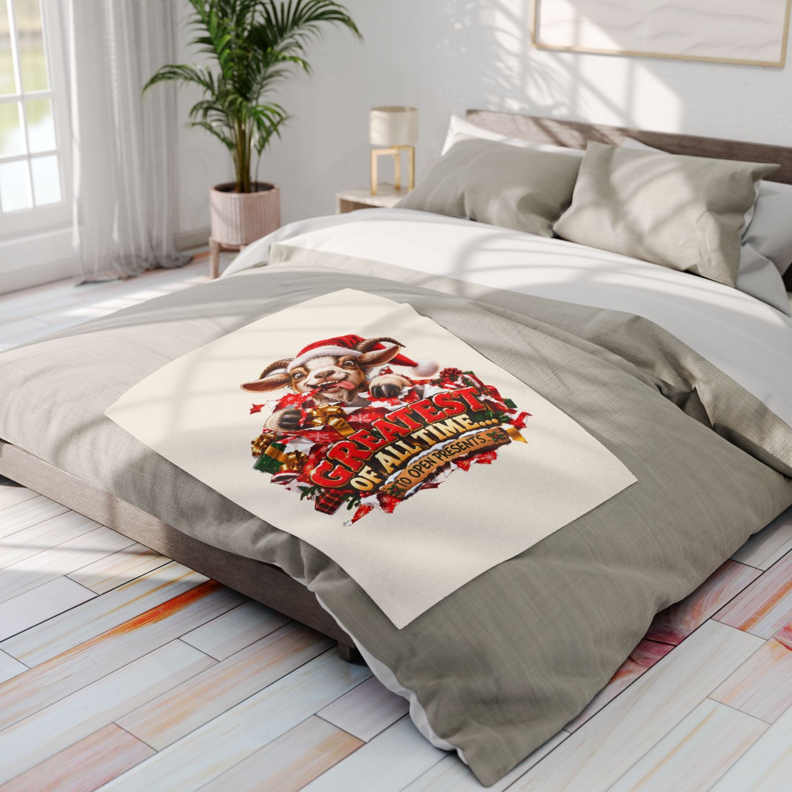 GOAT Greatest Of All Time To Open Presents Christmas Blanket, Funny Goat Fleece Throw, Festive Sofa Blanket, Christmas Gift, Goat Lover Gift - Image 6