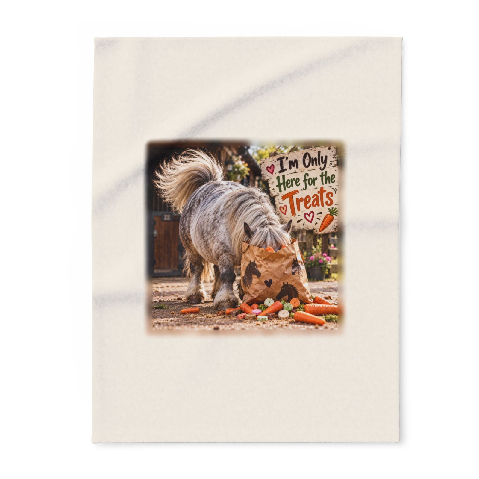 I'm Only Here for the Treats Blanket, Horse Lover Gift, Fleece Throw Blanket, Equestrian Gift, Pony Mum Gift, Cosy Horse Throw