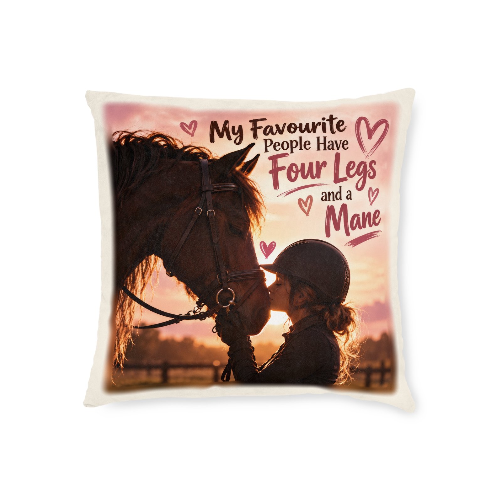 My Favourite People Have Four Legs and a Mane Cushion, Horse Lover Gift, Equestrian Throw Pillow, Pony Mum Gift, Horse Decor - Image 4