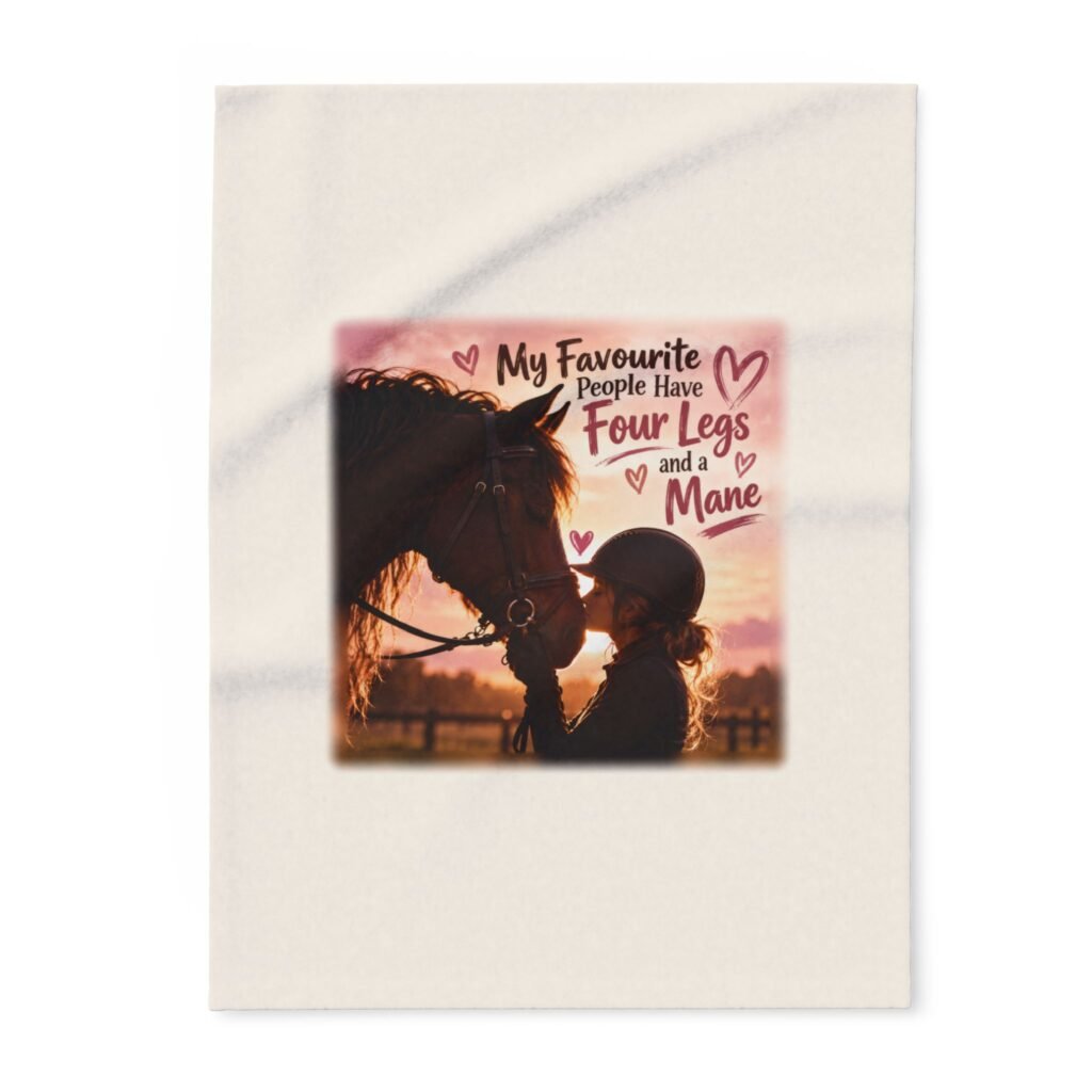 My Favourite People Have Four Legs and a Mane Blanket, Horse Lover Gift, Fleece Throw Blanket, Equestrian Gift, Pony Mum Gift
