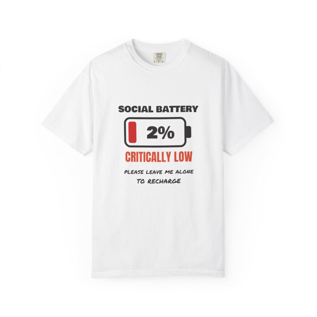 Social Battery Critically Low T-Shirt, Funny Introvert Shirt, Leave Me Alone Tee, Antisocial Gift, Low Battery Shirt, Sarcastic Humour