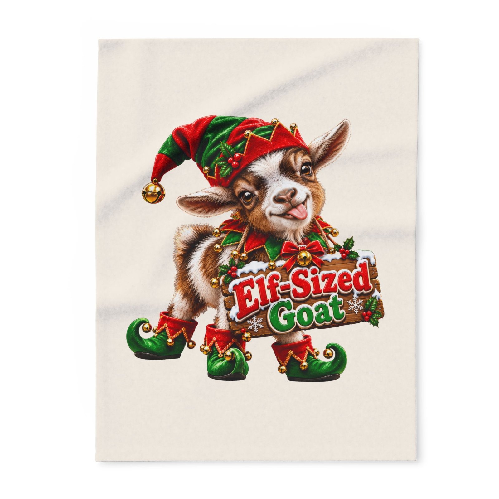 Elf-Sized Goat Christmas Blanket, Funny Goat Fleece Throw, Festive Sofa Blanket, Christmas Gift, Goat Lover Gift