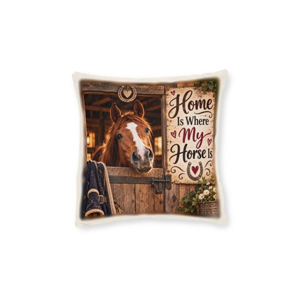 Home Is Where My Horse Is Cushion, Horse Lover Gift, Equestrian Throw Pillow, Pony Mum Gift, Horse Decor, Gift for Horse Rider