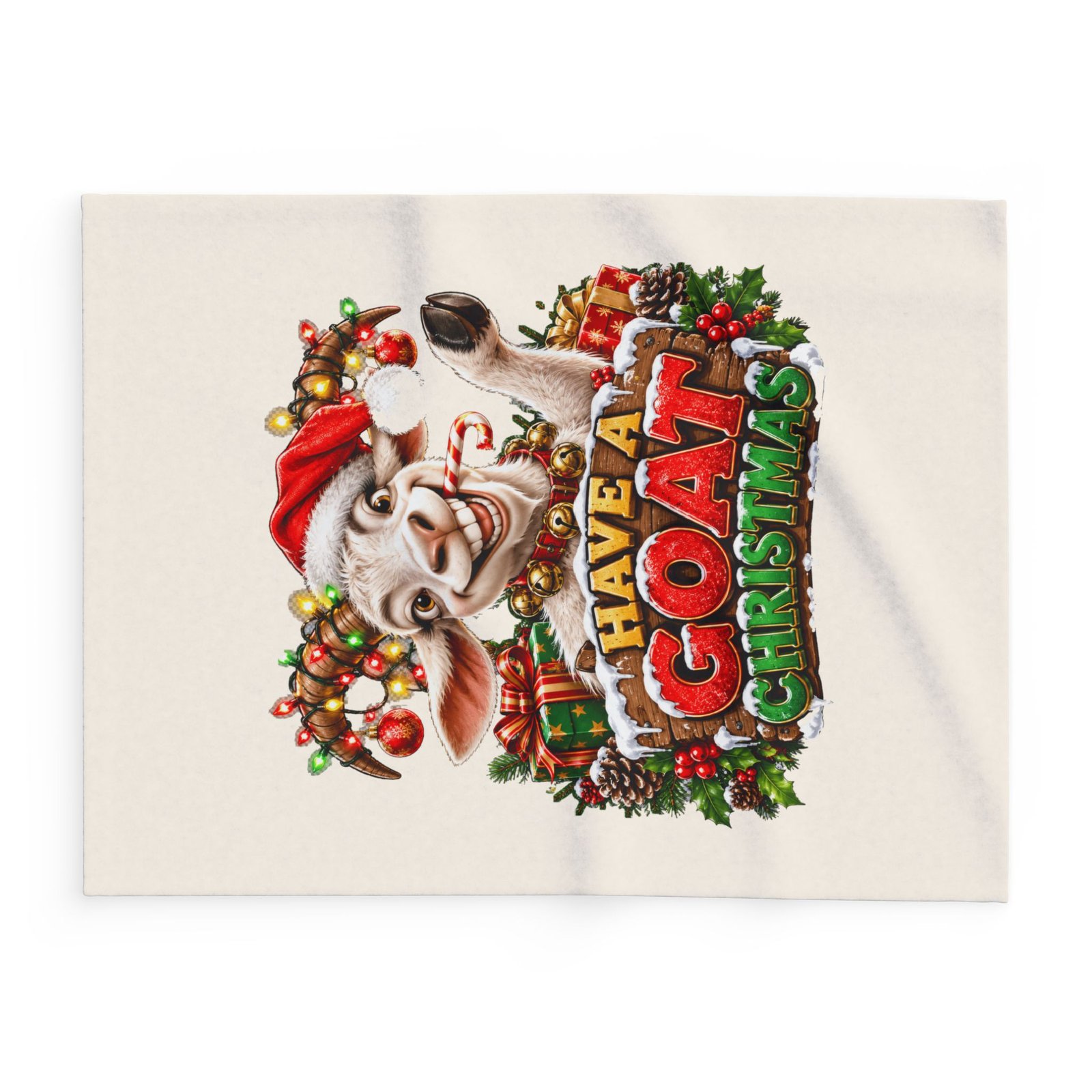 Have A Goat Christmas Blanket, Funny Goat Fleece Throw, Festive Sofa Blanket, Christmas Gift, Goat Lover Gift - Image 2