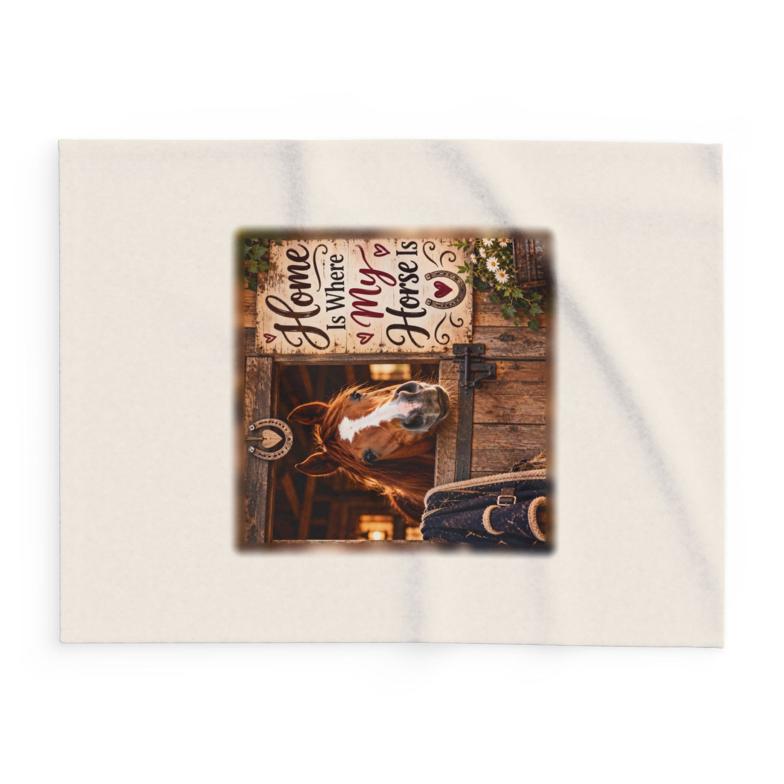 Home Is Where My Horse Is Blanket, Horse Lover Gift, Fleece Throw Blanket, Equestrian Gift, Pony Mum Gift, Cosy Horse Throw - Image 2