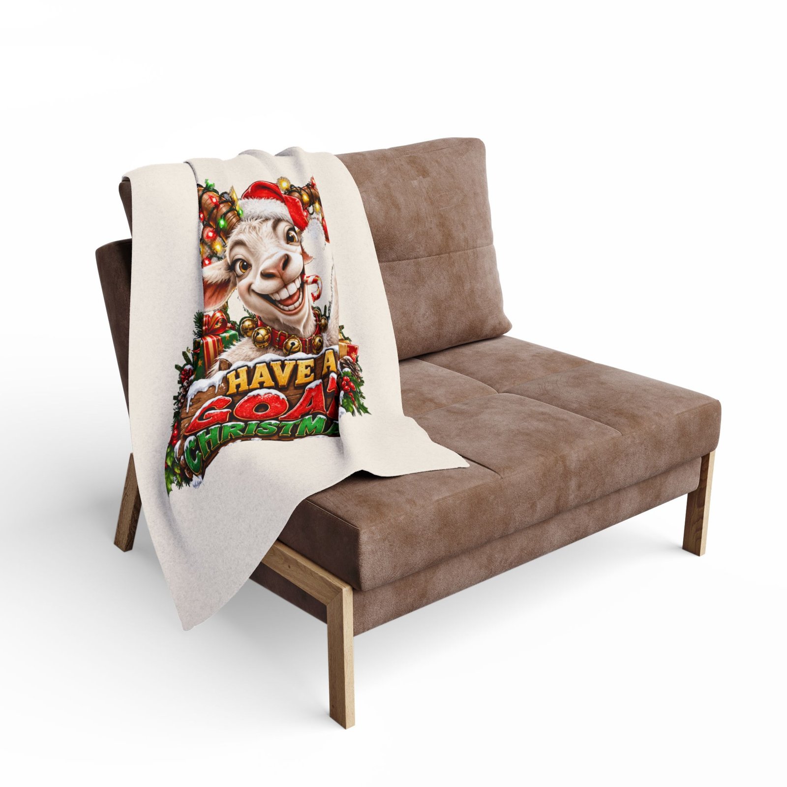 Have A Goat Christmas Blanket, Funny Goat Fleece Throw, Festive Sofa Blanket, Christmas Gift, Goat Lover Gift - Image 4