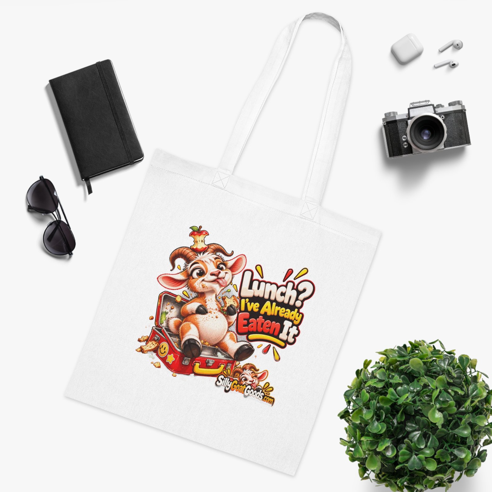 Lunch, I've Already Eaten It Tote Bag, Funny Goat Cotton Shopping Bag, Snack Lover Gift, Gift for Her - Image 3