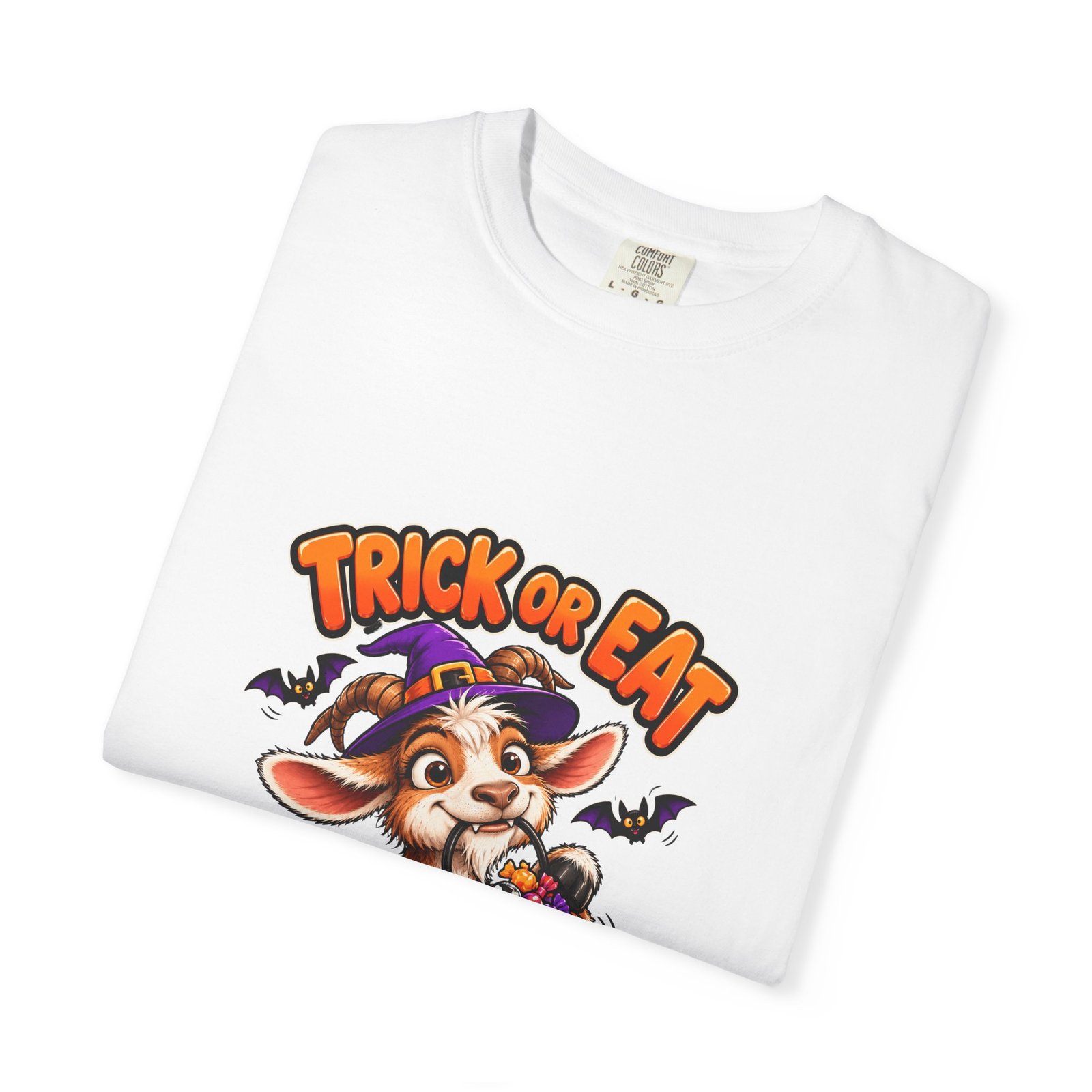 Trick or Eat Funny Goat Halloween T-Shirt, Goat Lover Gift, Family Matching Halloween Tee, Comfort Colors Shirt for Him or Her - Image 3