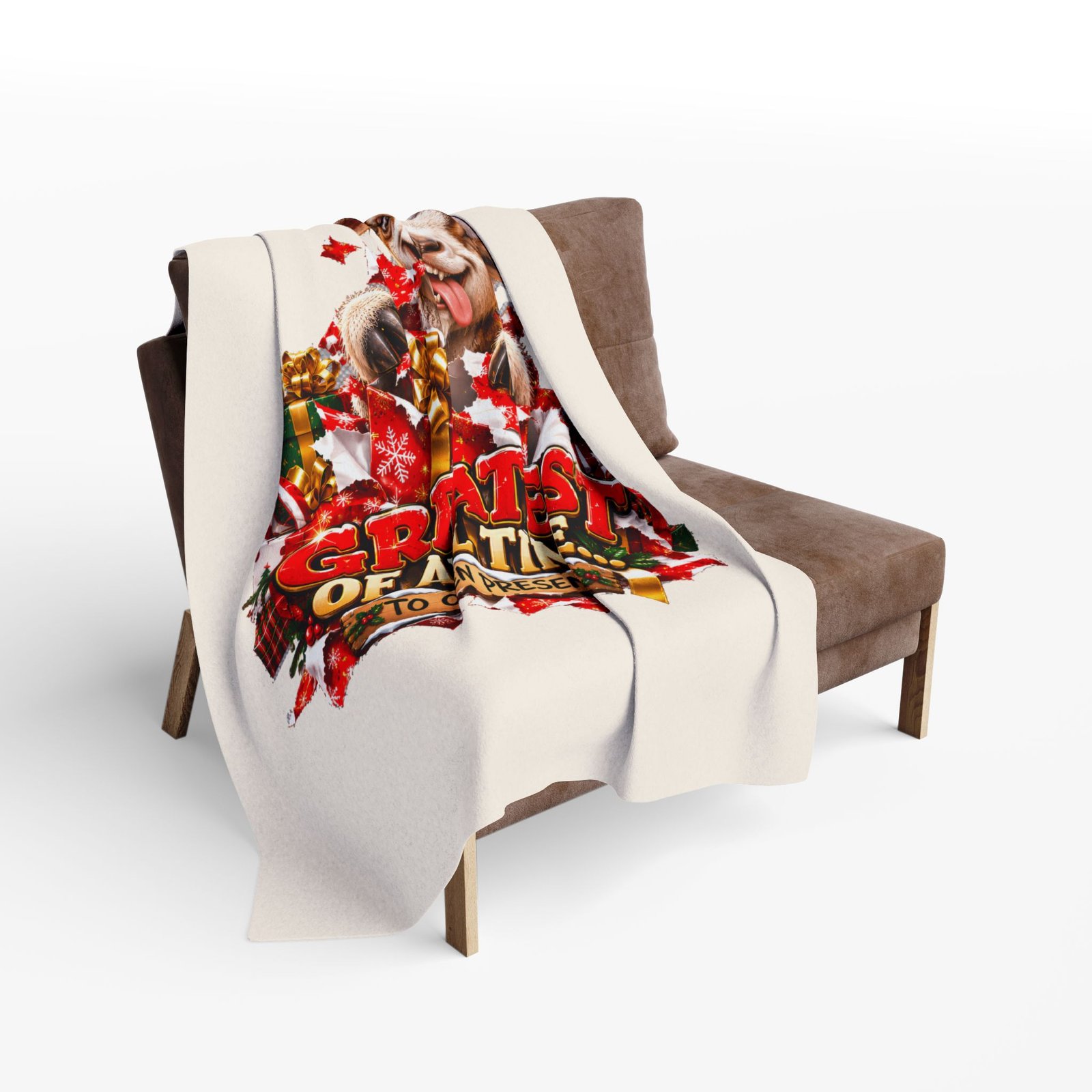 GOAT Greatest Of All Time To Open Presents Christmas Blanket, Funny Goat Fleece Throw, Festive Sofa Blanket, Christmas Gift, Goat Lover Gift - Image 10