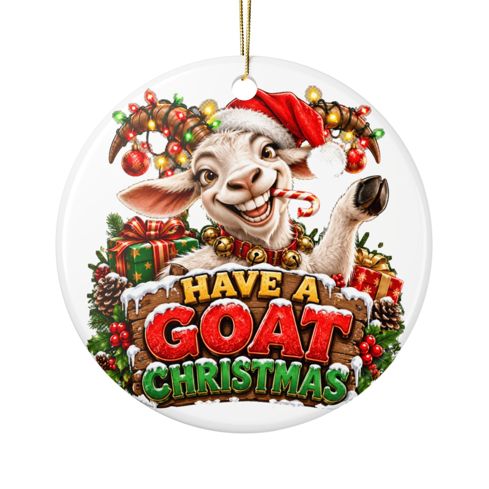 Have A Goat Christmas Ornament, Funny Goat Christmas Bauble, Ceramic Tree Decoration, Goat Lover Gift, Secret Santa Stocking Filler