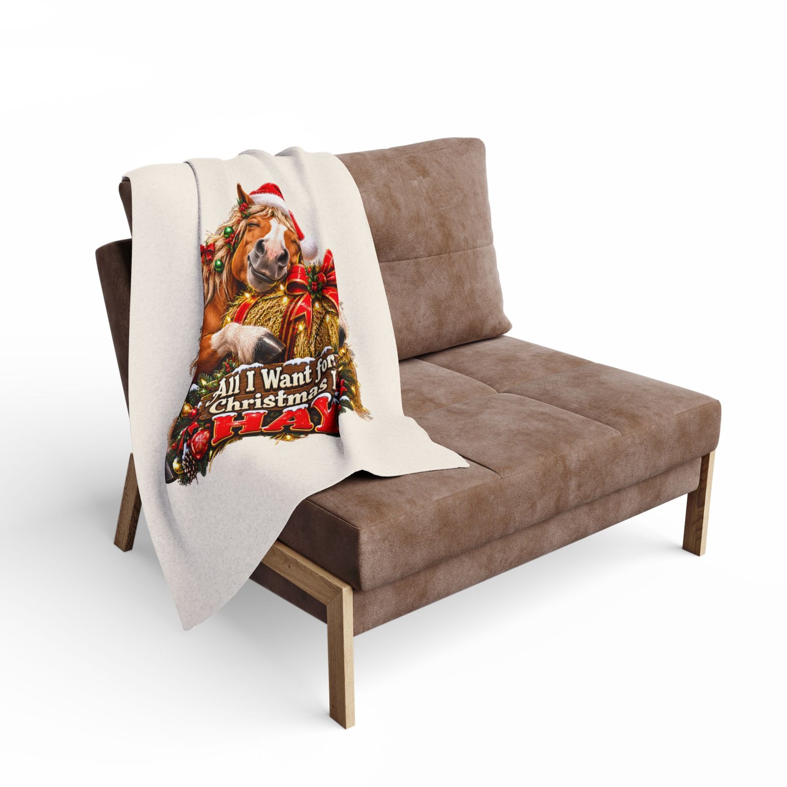 All I Want For Christmas Is Hay Horse Blanket, Funny Horse Fleece Throw, Festive Sofa Blanket, Christmas Gift, Horse Lover Gift - Image 4