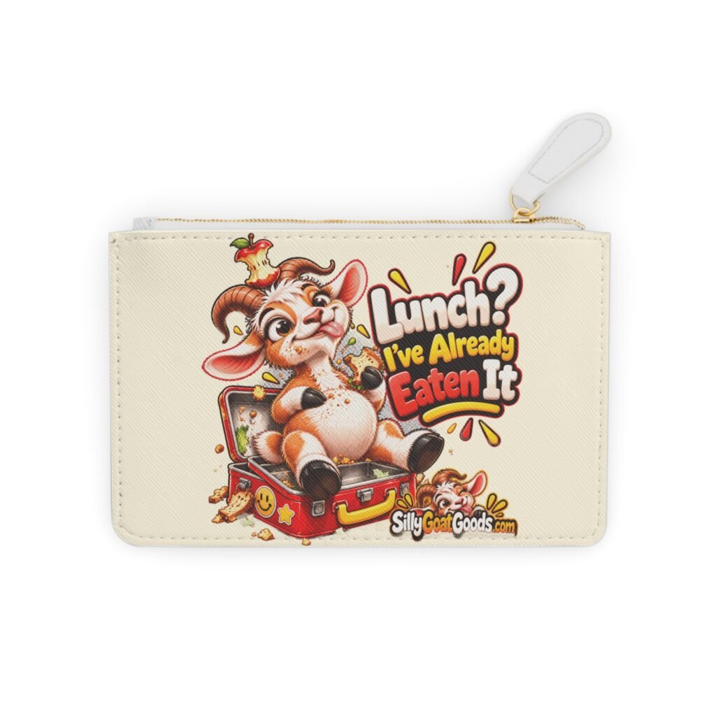 Lunch, I've Already Eaten It Mini Clutch Bag, Funny Goat Zip Purse Makeup Bag, Snack Lover Gift, Gift for Her