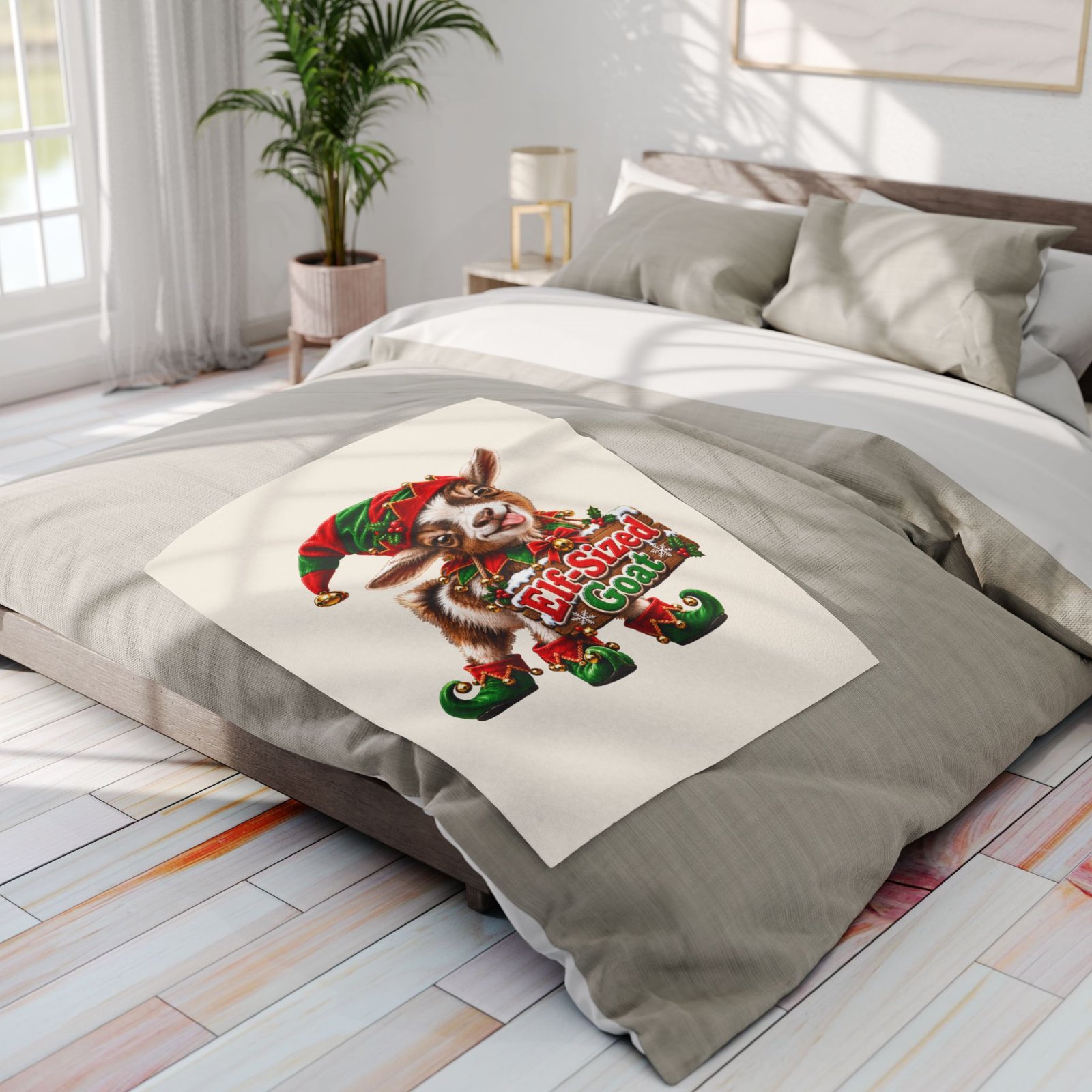 Elf-Sized Goat Christmas Blanket, Funny Goat Fleece Throw, Festive Sofa Blanket, Christmas Gift, Goat Lover Gift - Image 6