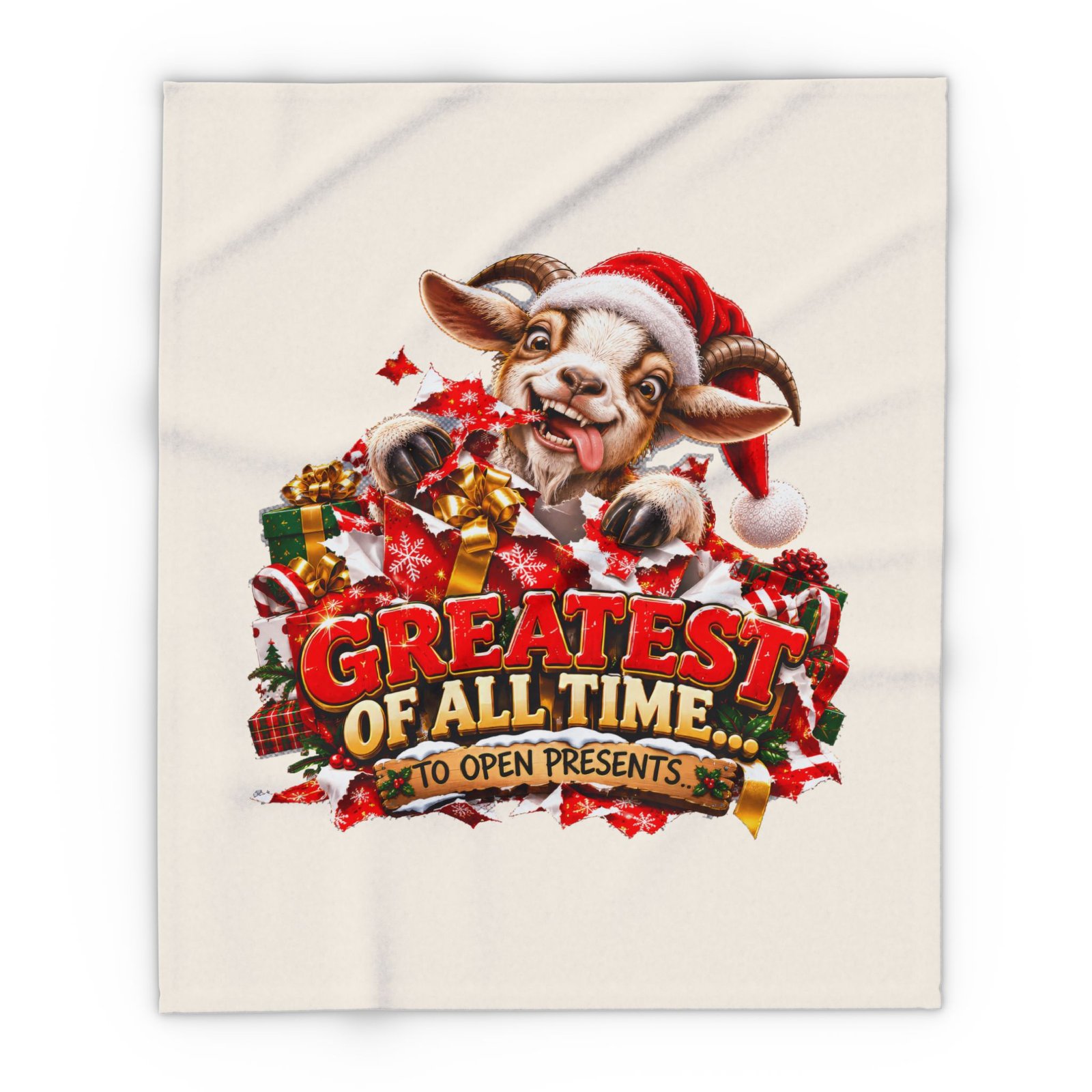 GOAT Greatest Of All Time To Open Presents Christmas Blanket, Funny Goat Fleece Throw, Festive Sofa Blanket, Christmas Gift, Goat Lover Gift - Image 7