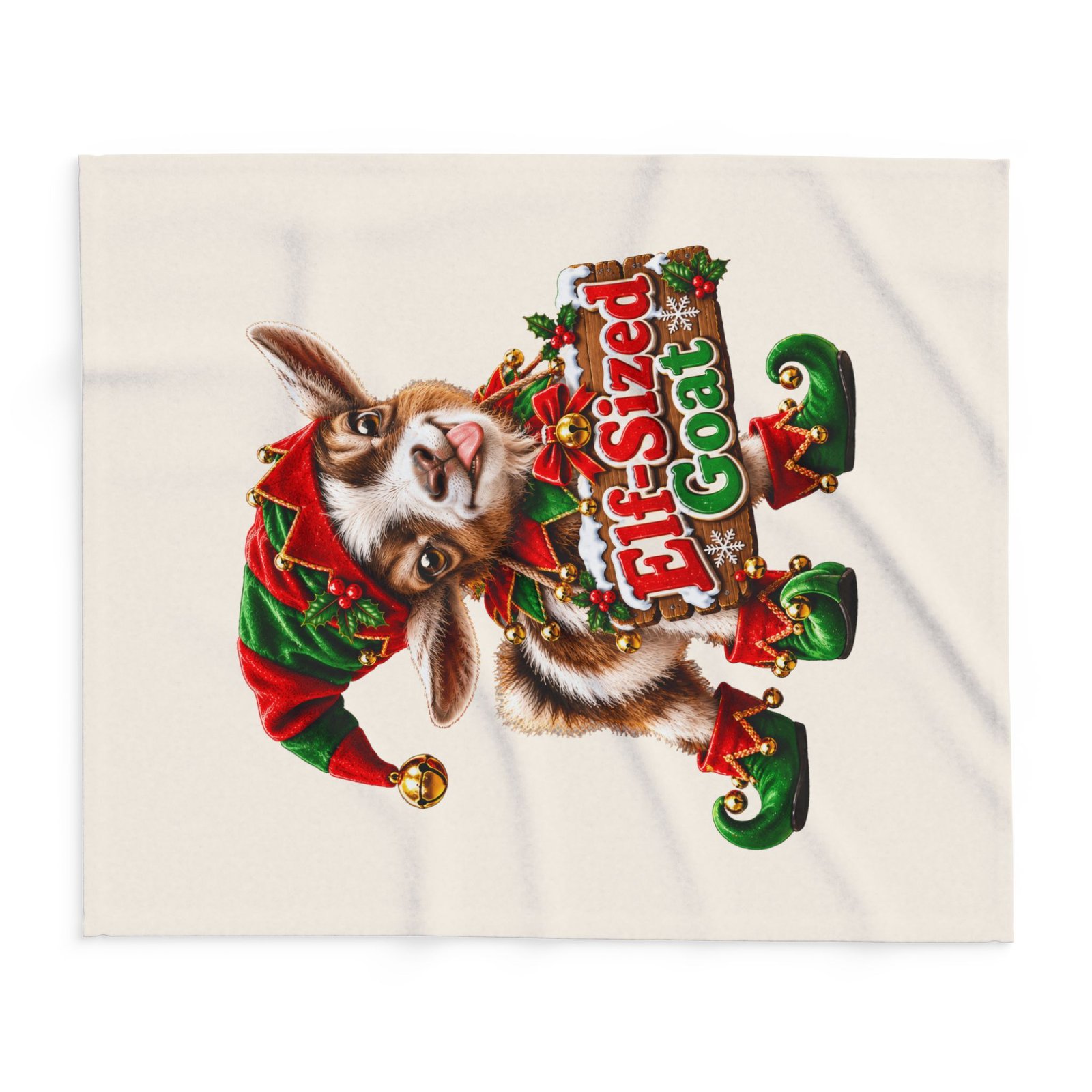 Elf-Sized Goat Christmas Blanket, Funny Goat Fleece Throw, Festive Sofa Blanket, Christmas Gift, Goat Lover Gift - Image 8