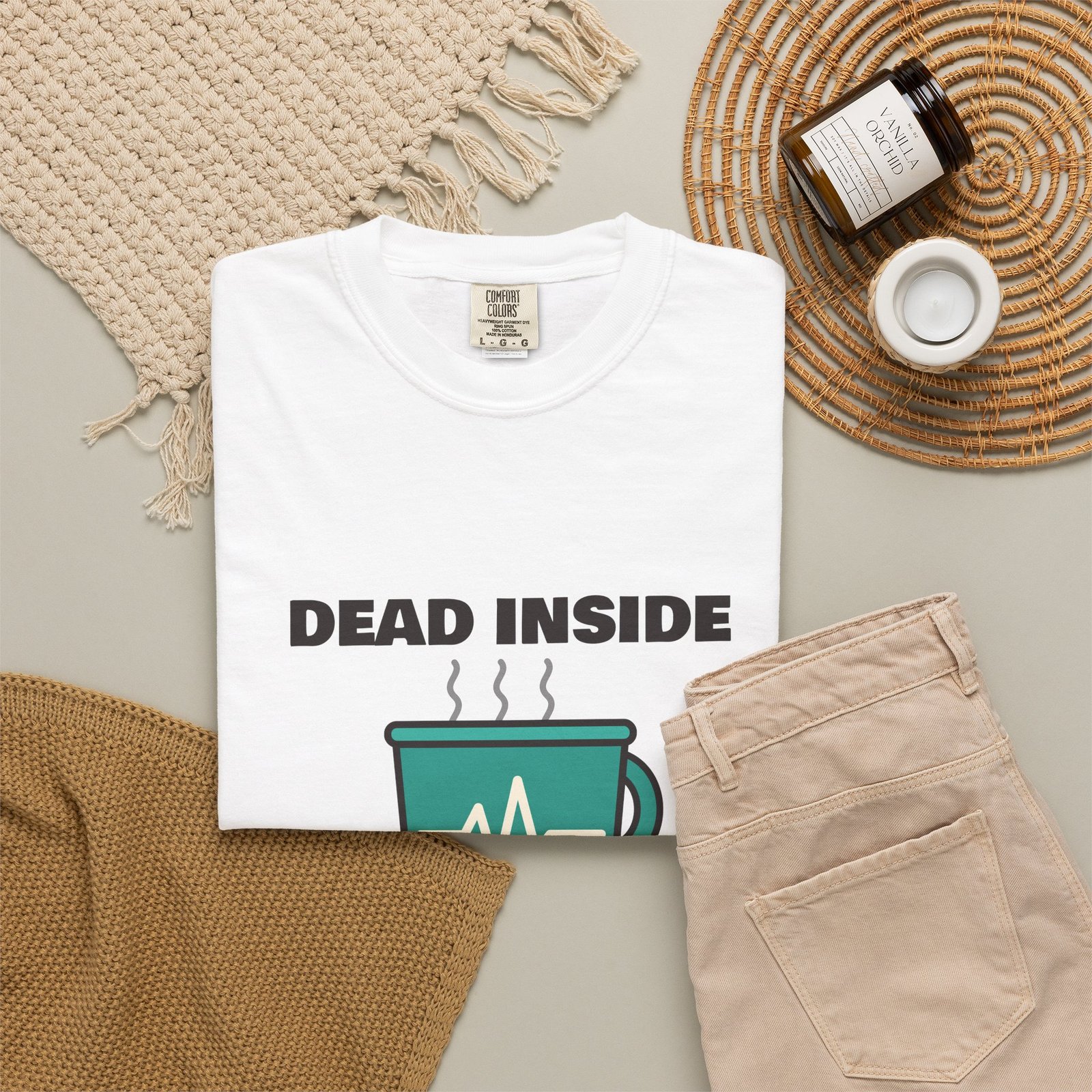 Dead Inside But Caffeinated T-Shirt, Funny Coffee Shirt, Coffee Lover Gift, Sarcastic Tee, Caffeine Addict Shirt, Tired Mum Gift - Image 4