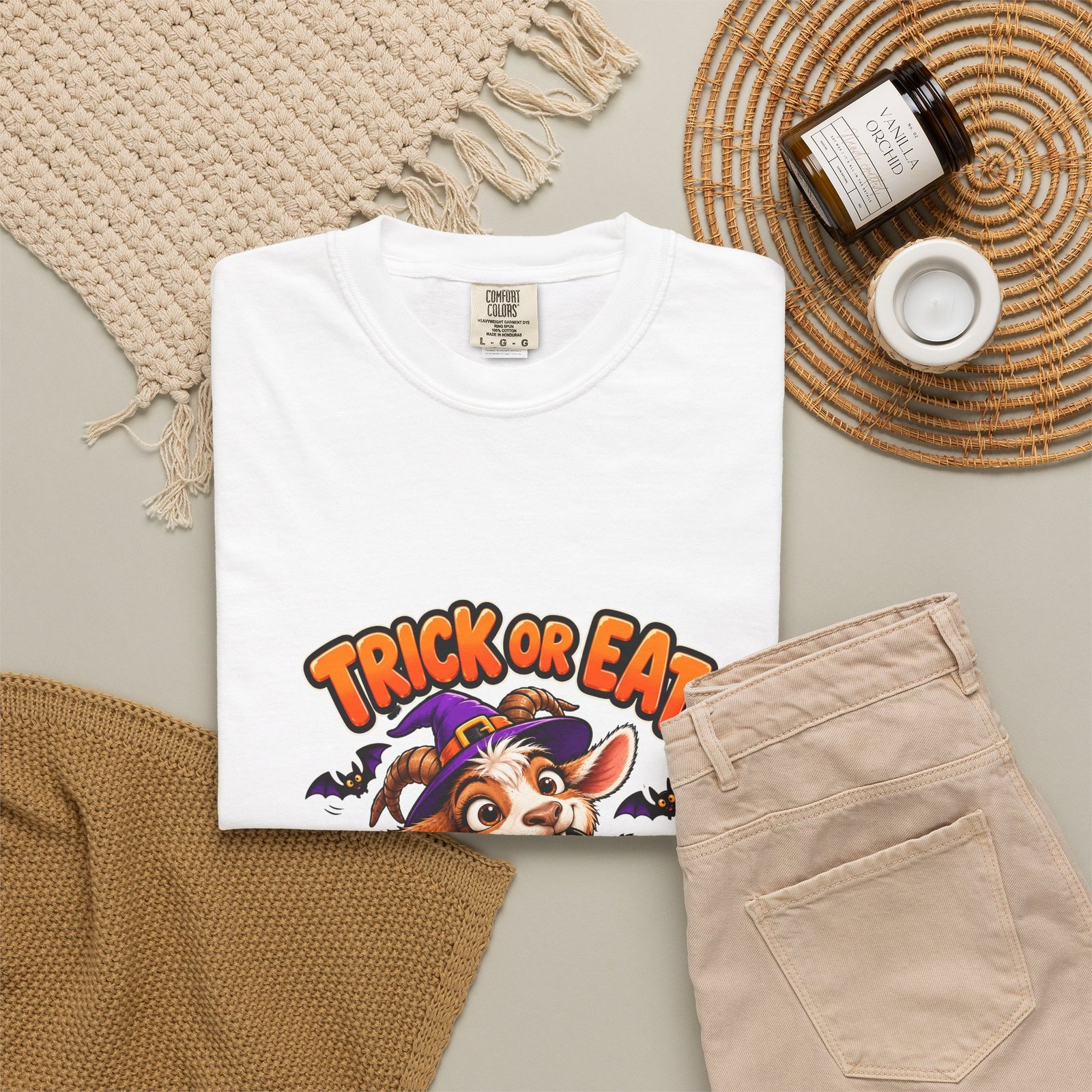 Trick or Eat Funny Goat Halloween T-Shirt, Goat Lover Gift, Family Matching Halloween Tee, Comfort Colors Shirt for Him or Her - Image 4