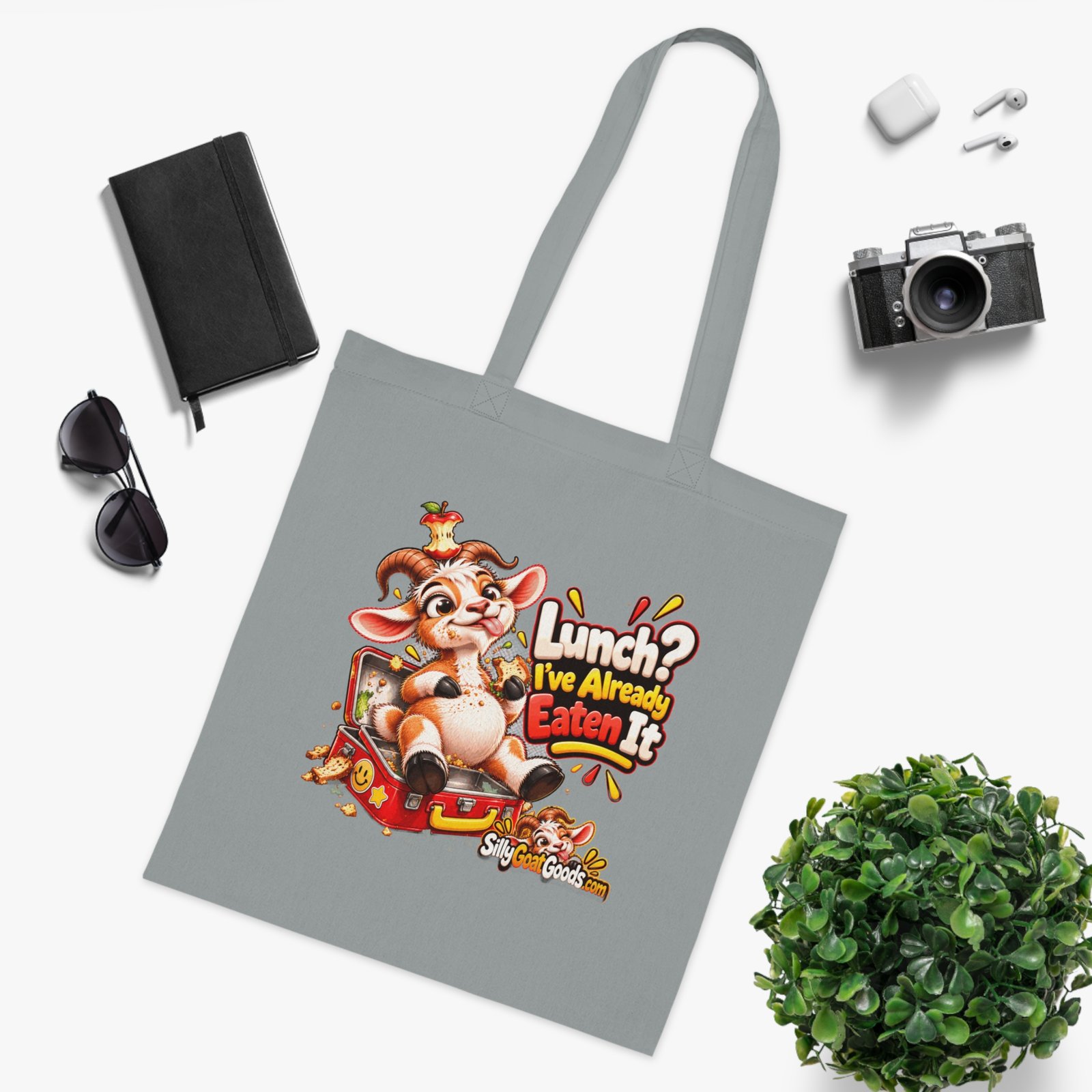 Lunch, I've Already Eaten It Tote Bag, Funny Goat Cotton Shopping Bag, Snack Lover Gift, Gift for Her - Image 6