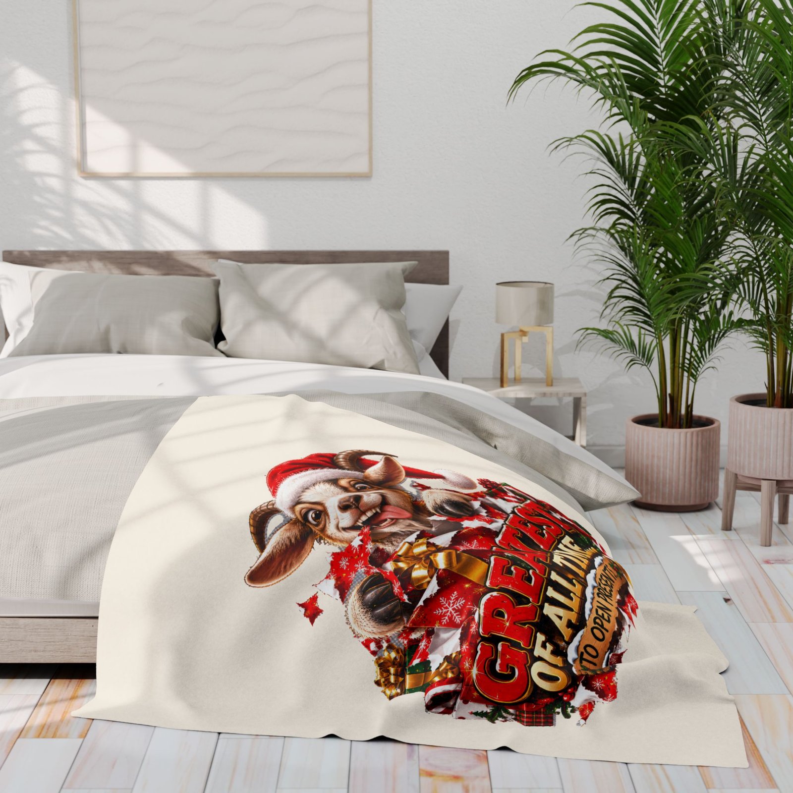 GOAT Greatest Of All Time To Open Presents Christmas Blanket, Funny Goat Fleece Throw, Festive Sofa Blanket, Christmas Gift, Goat Lover Gift - Image 11