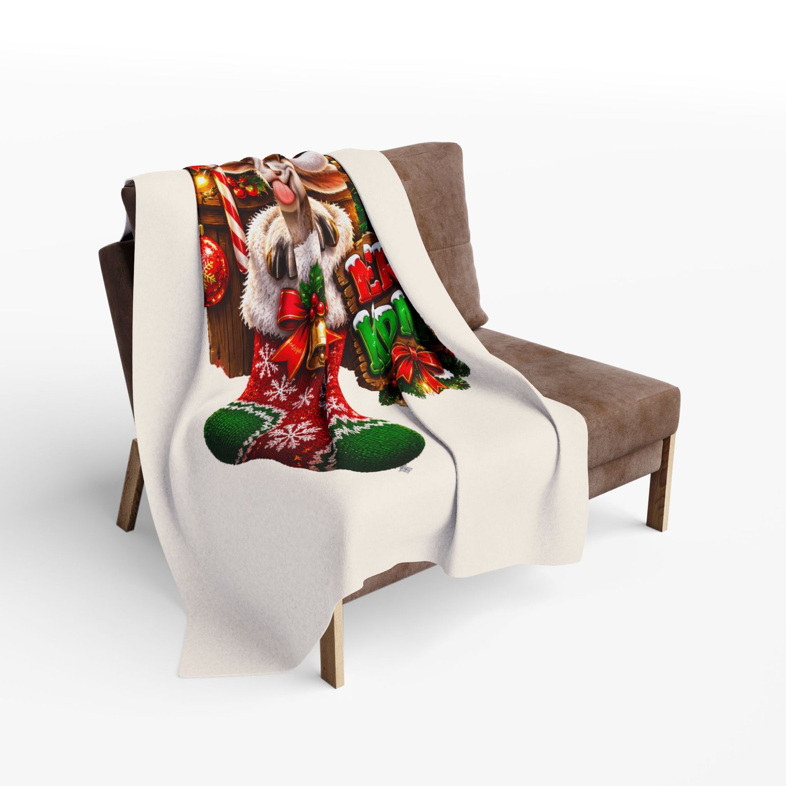 Merry Kidmas Christmas Blanket, Funny Goat Fleece Throw, Festive Sofa Blanket, Christmas Gift, Goat Lover Gift - Image 10