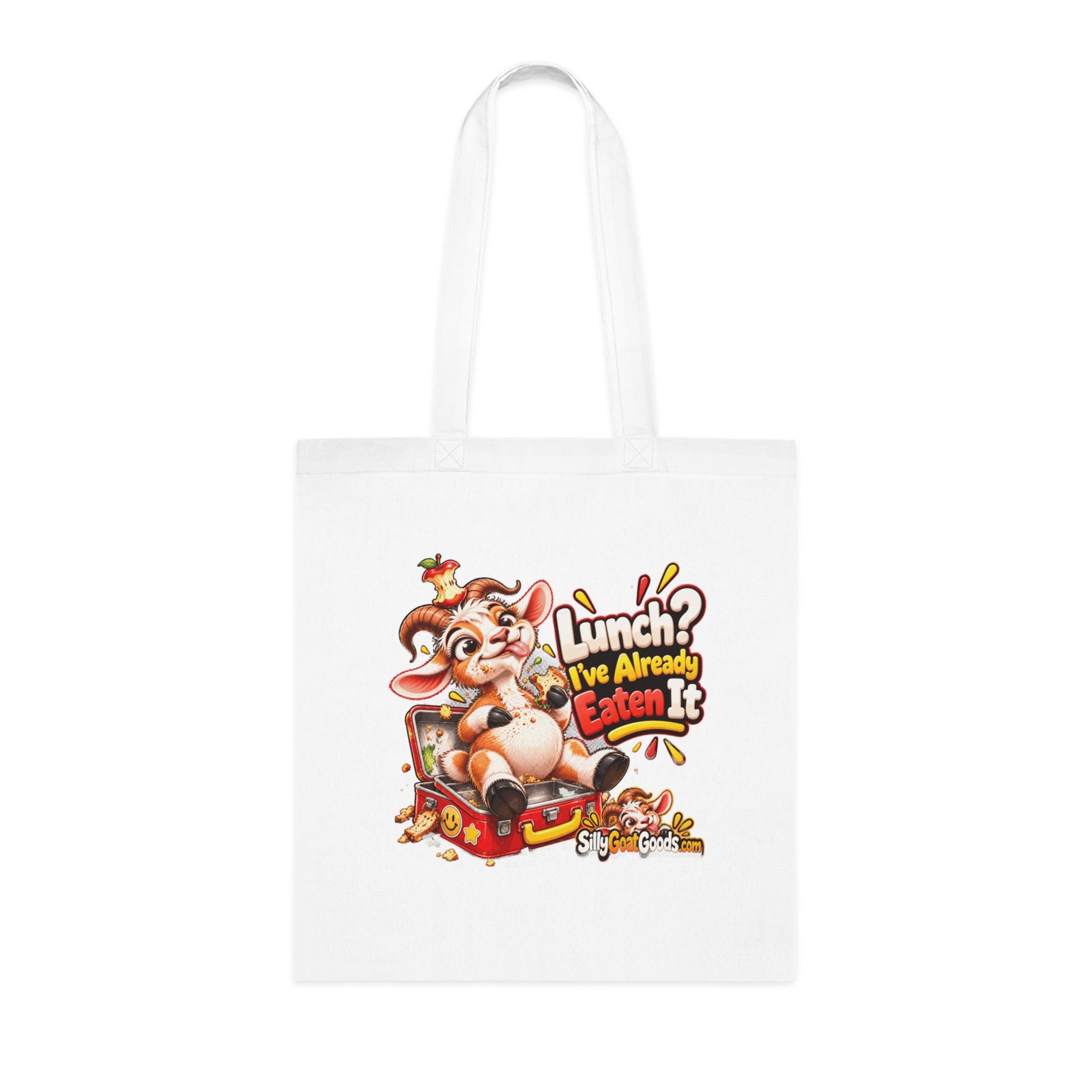 Lunch, I've Already Eaten It Tote Bag, Funny Goat Cotton Shopping Bag, Snack Lover Gift, Gift for Her