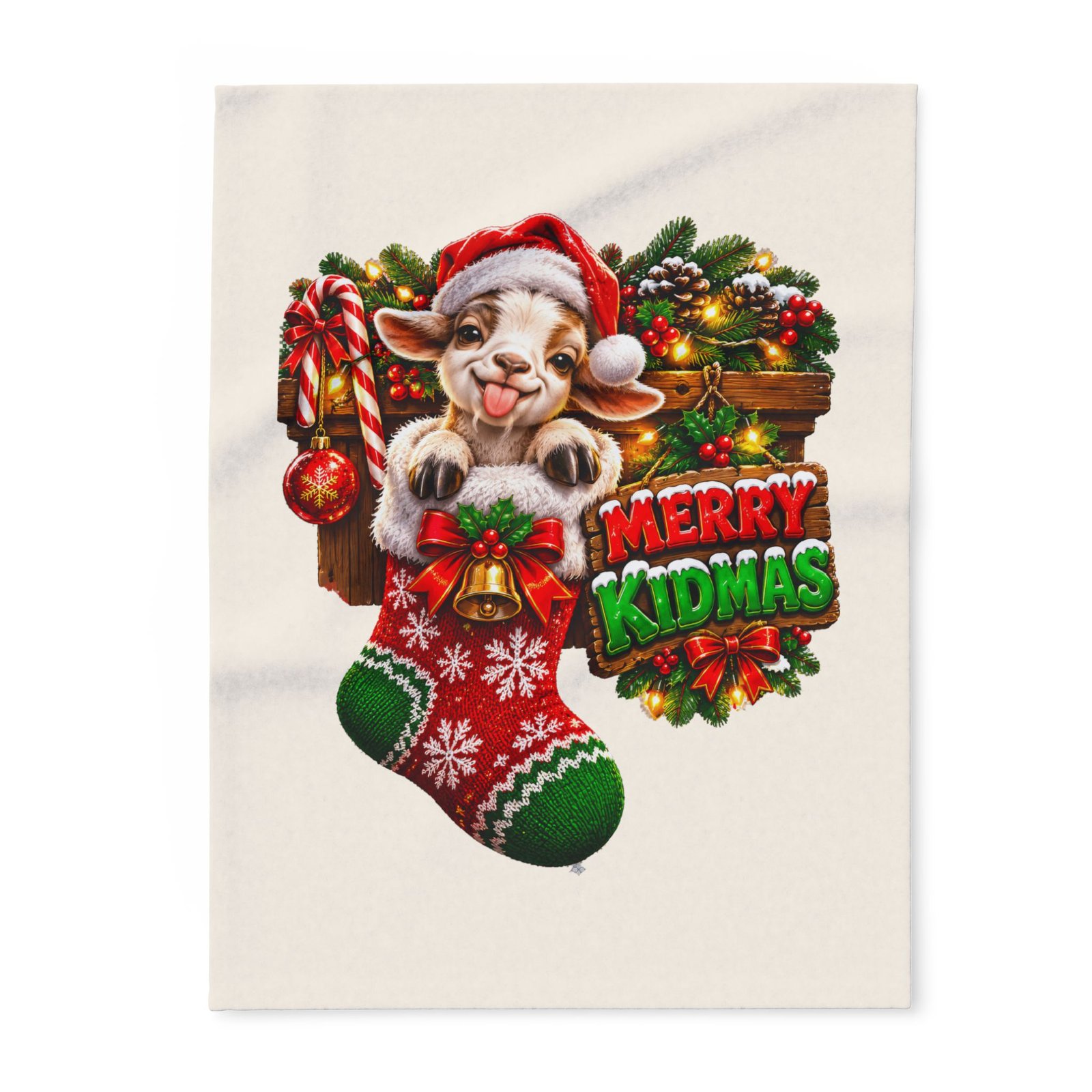 Merry Kidmas Christmas Blanket, Funny Goat Fleece Throw, Festive Sofa Blanket, Christmas Gift, Goat Lover Gift