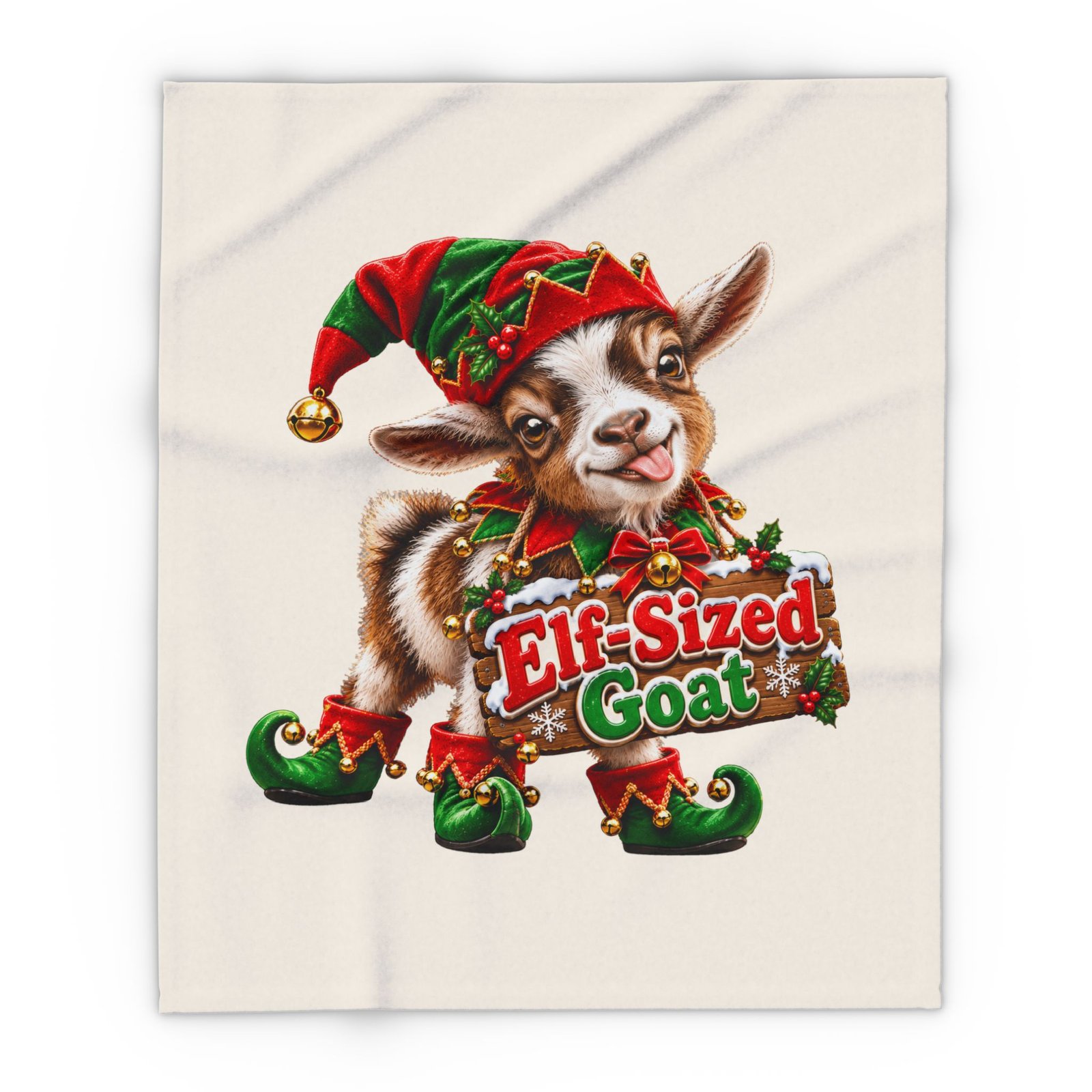 Elf-Sized Goat Christmas Blanket, Funny Goat Fleece Throw, Festive Sofa Blanket, Christmas Gift, Goat Lover Gift - Image 7
