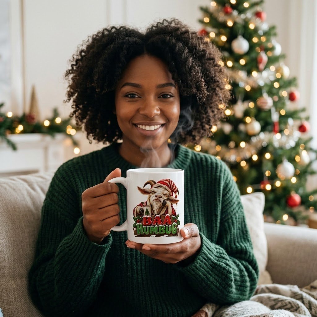 Person holding the Baa Humbug Mug