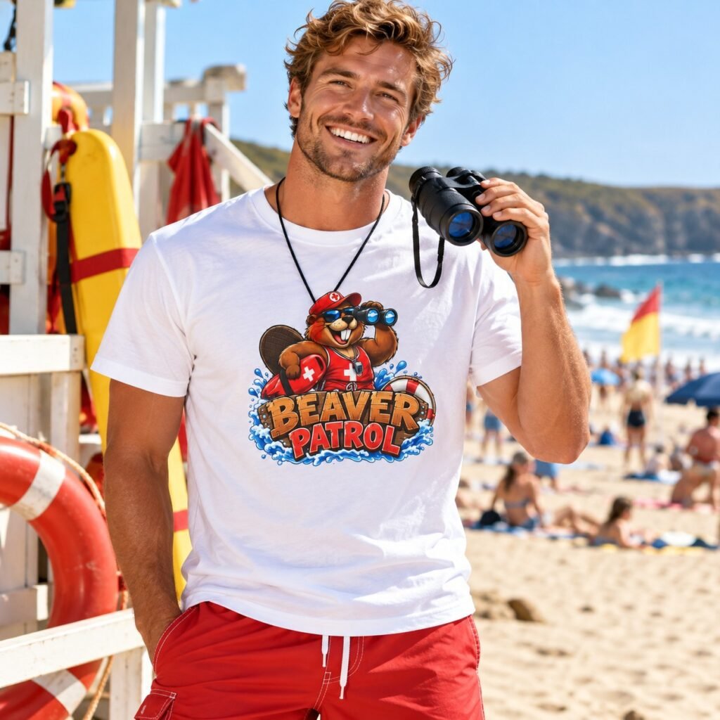 Man wearing the Beaver Patrol T-Shirt