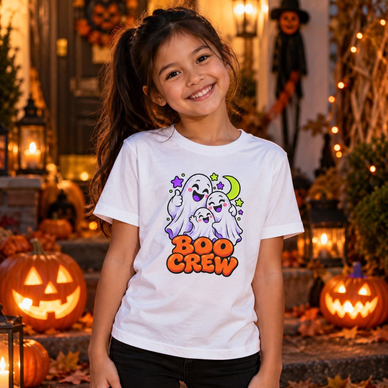 Child wearing the Boo Crew Kids Halloween T-Shirt