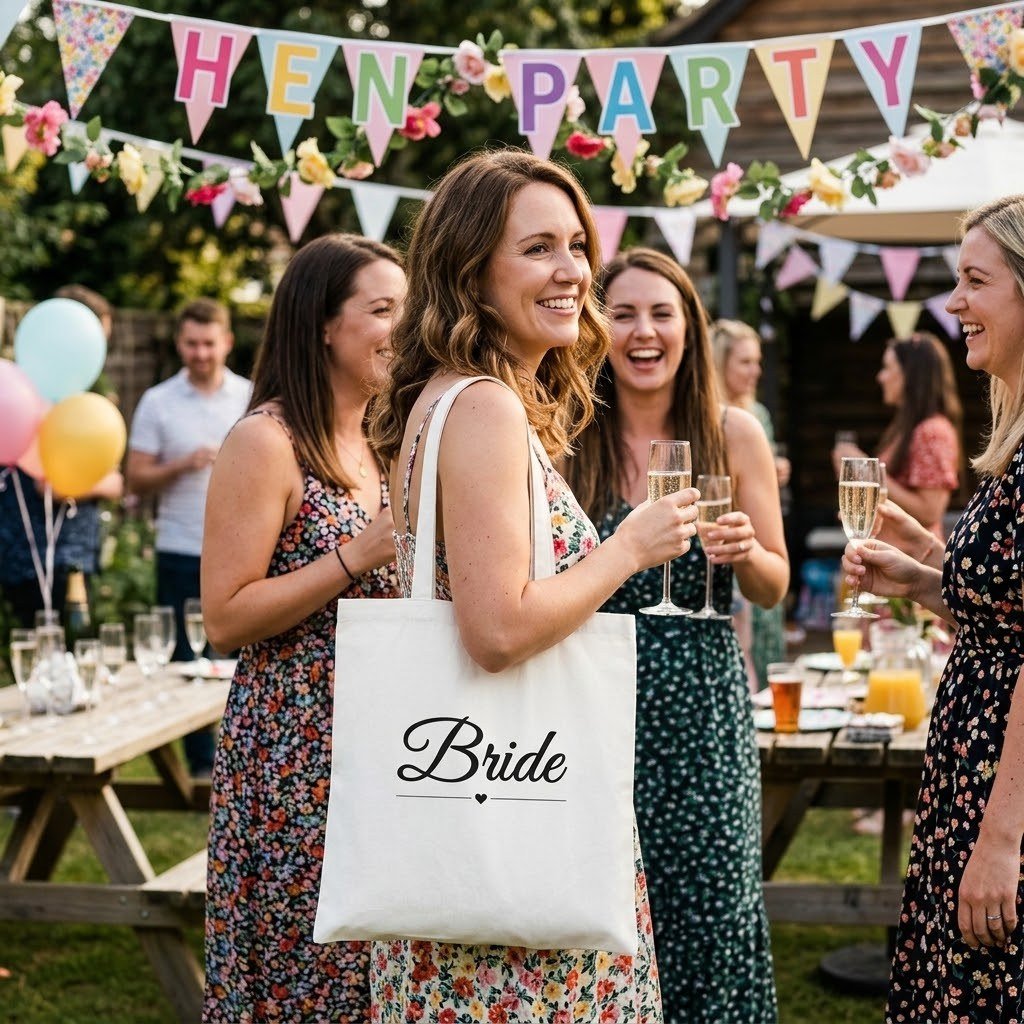 Person carrying the Bride Tote Bag over the shoulder