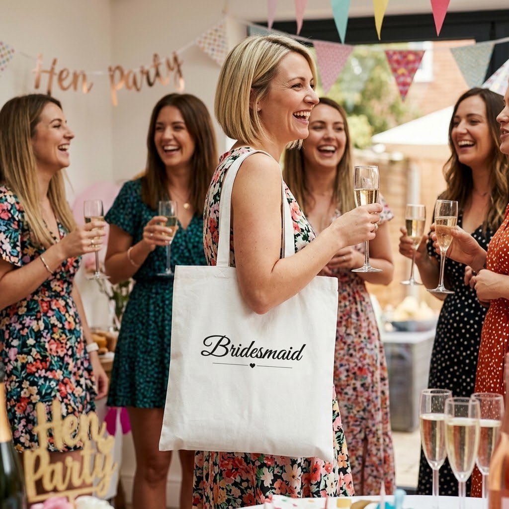 Person carrying the Bridesmaid Tote Bag over the shoulder