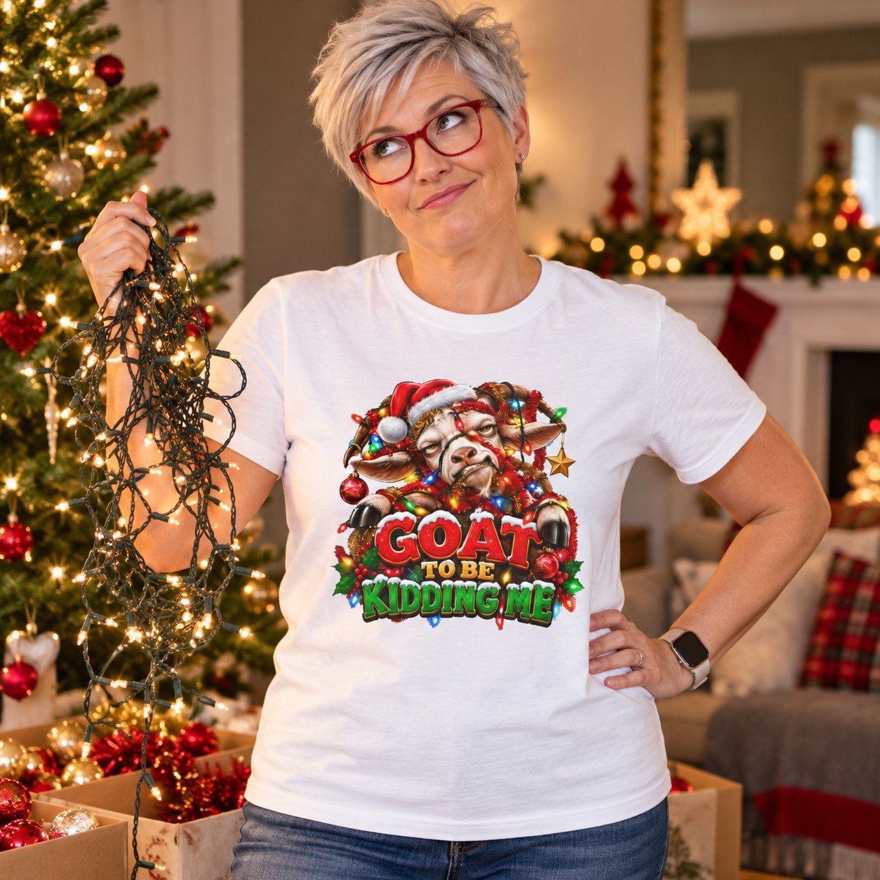 Woman wearing the Goat To Be Kidding Me T-Shirt