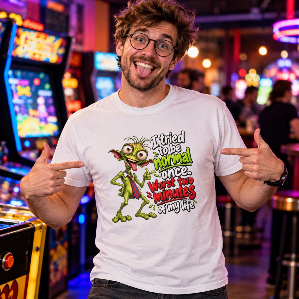Man wearing the I Tried to Be Normal Once Worst Two Minutes of My Life T-Shirt